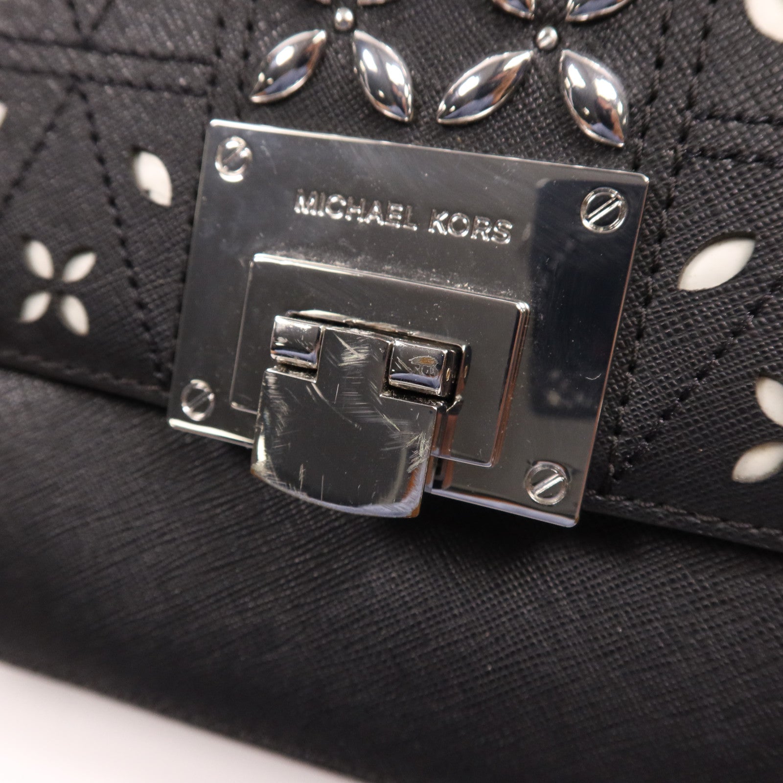 Michael Kors 牛皮皮革Chain Shoulder銀扣鏈帶肩背袋