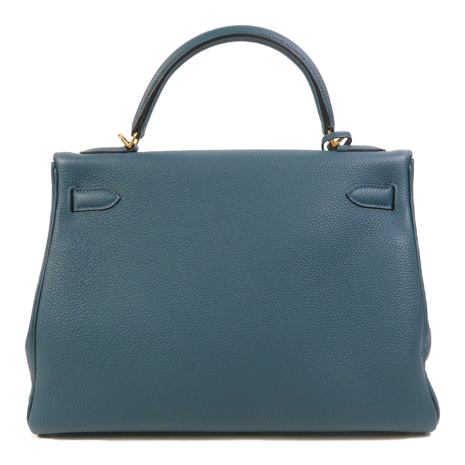 HERMES Epsom皮革Kelly 32金扣手挽肩背兩用袋Bleu Tempete