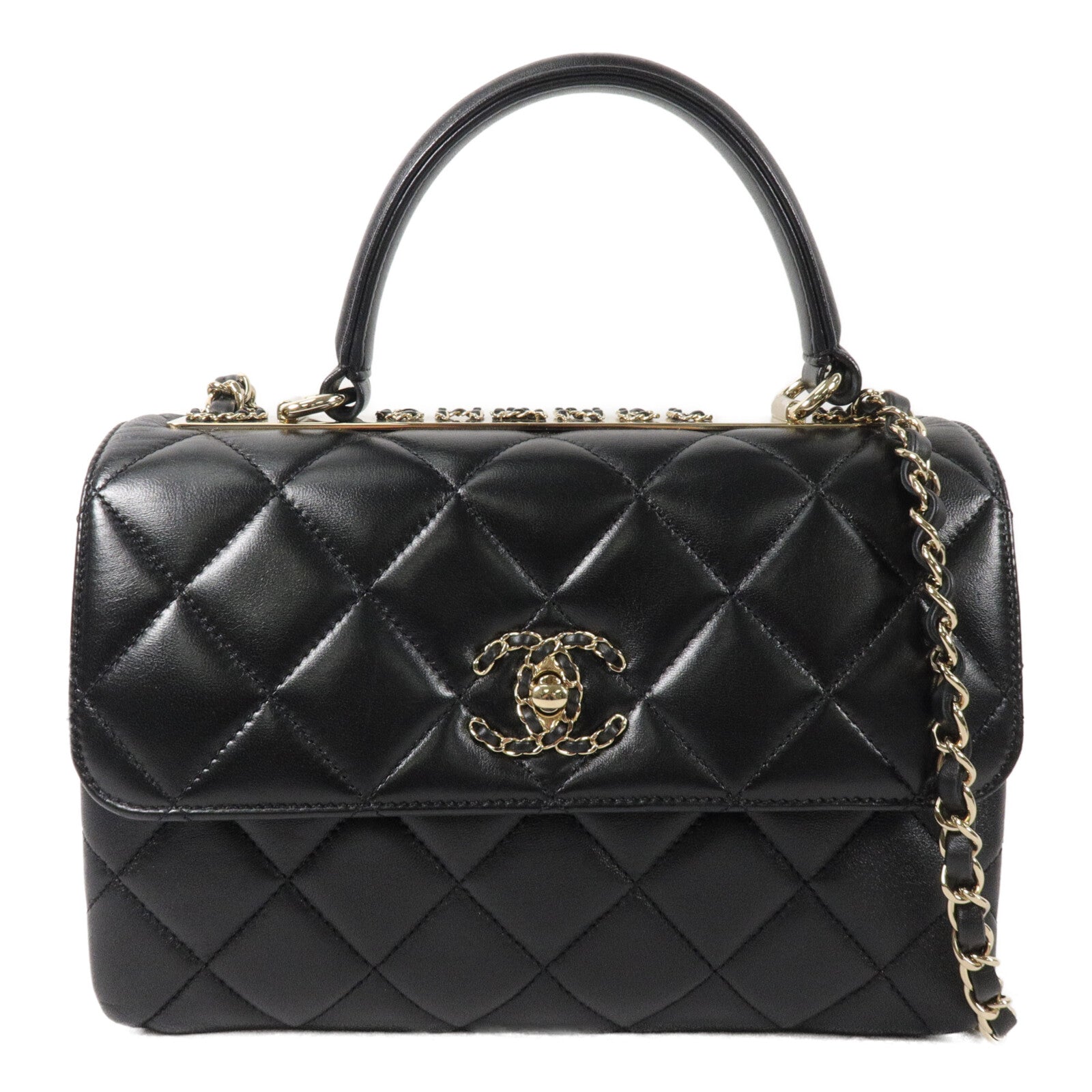 CHANEL 羊皮皮革Trendy CC Top Handle鏈帶手挽肩背兩用袋
