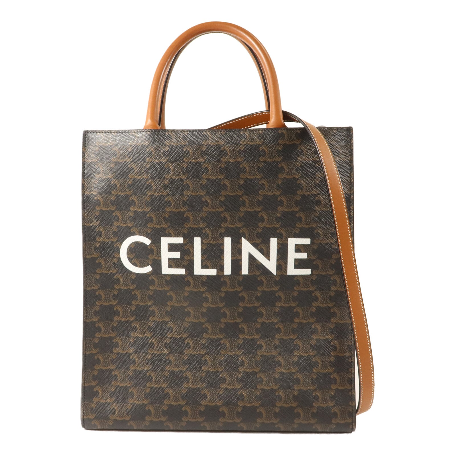 CELINE 塗層帆布Triomphe Cabas Tote手挽肩背兩用袋