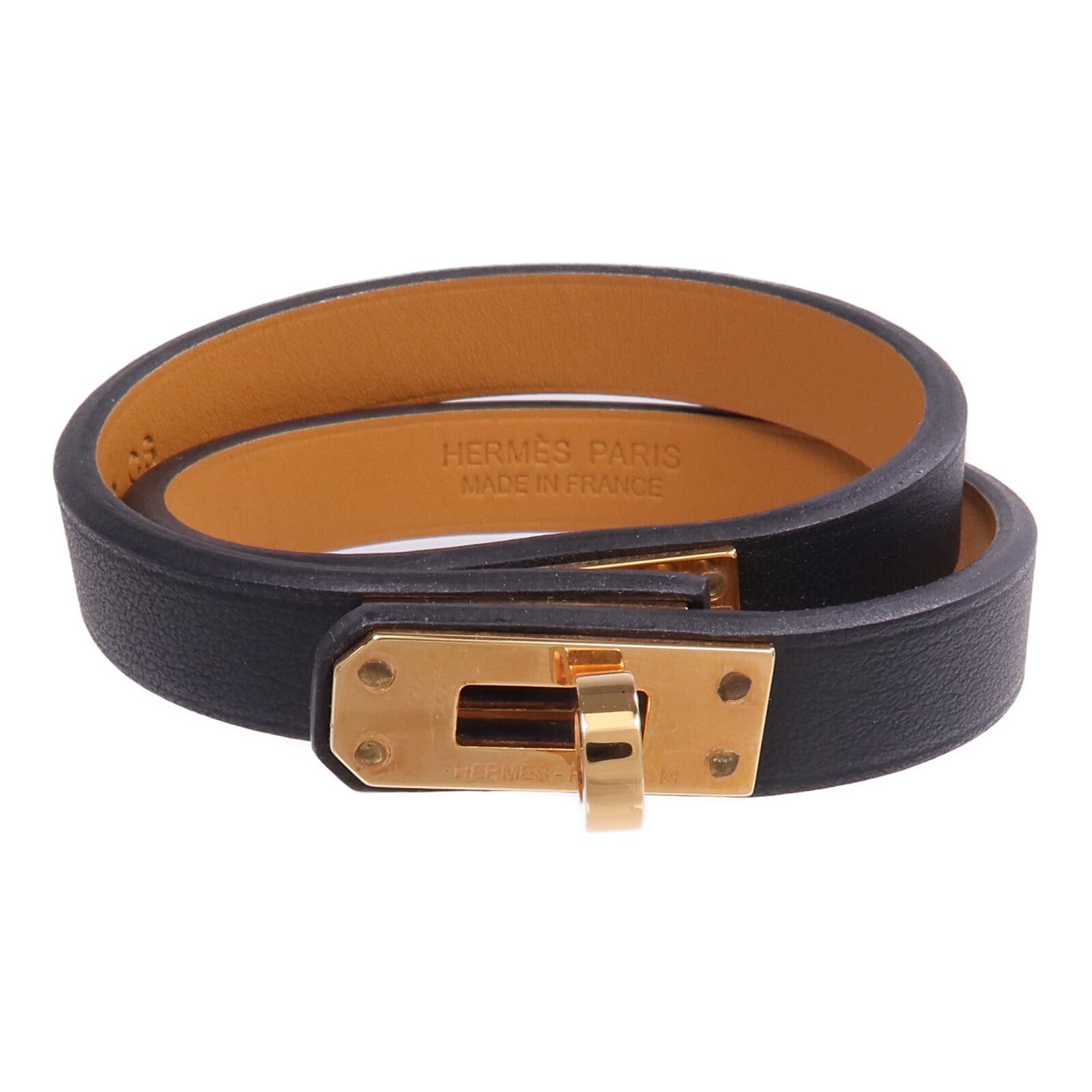 HERMES Swift皮革Mini Kelly Double Tour Bracelet金扣手帶Noir