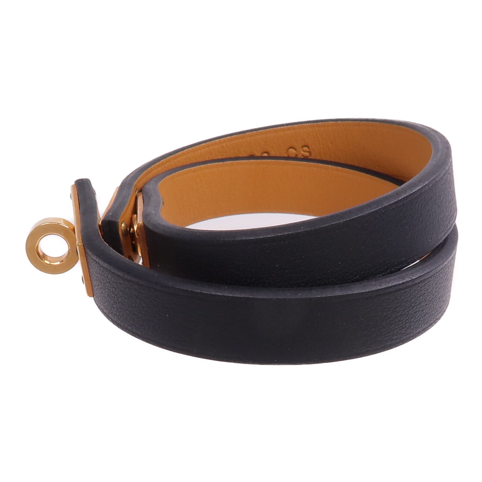 HERMES Swift皮革Mini Kelly Double Tour Bracelet金扣手帶Noir
