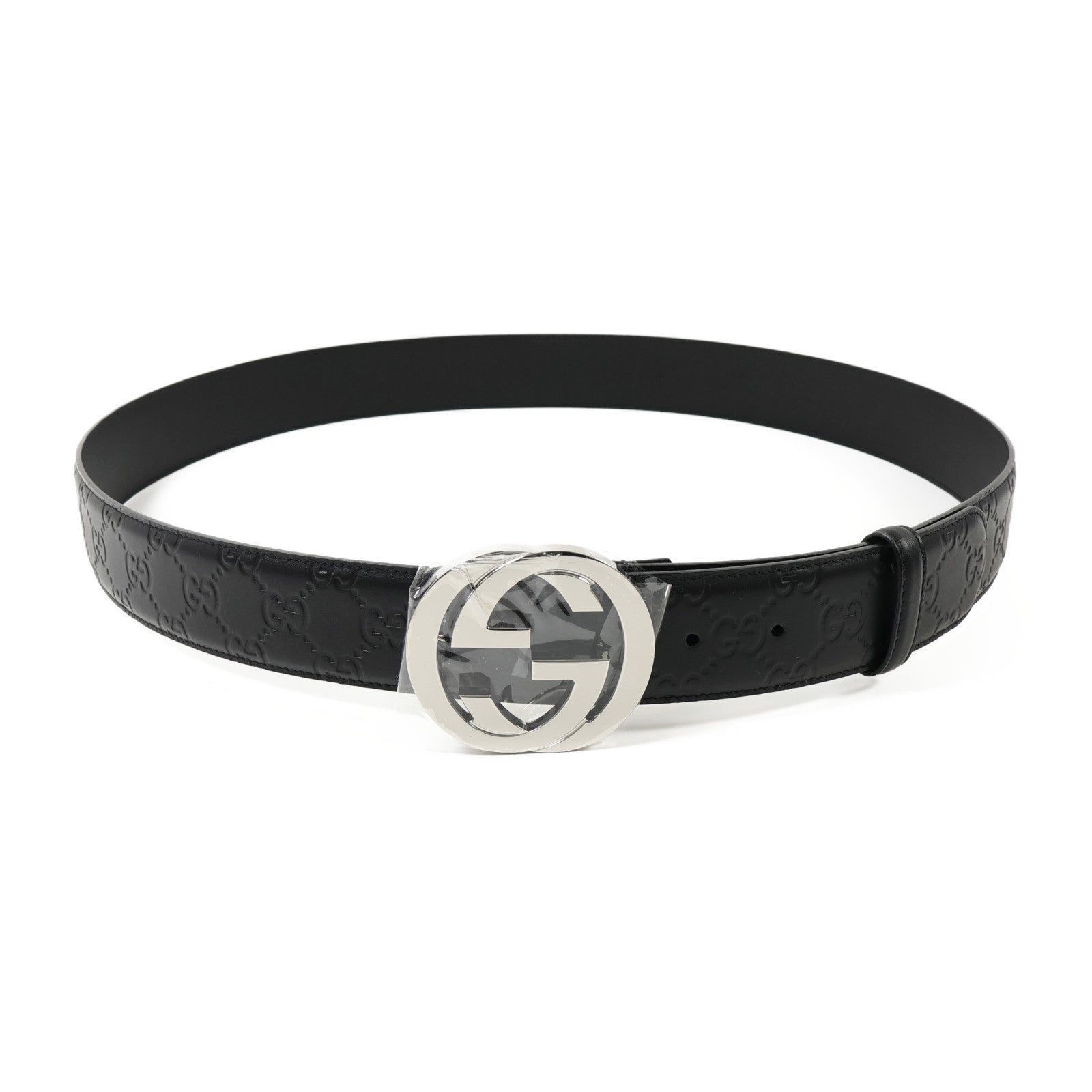 GUCCI 牛皮皮革Belt銀扣皮帶