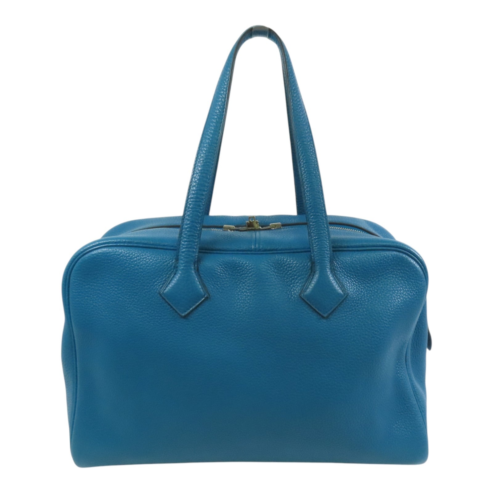 HERMES Clemence皮革Victoria銀扣手挽袋