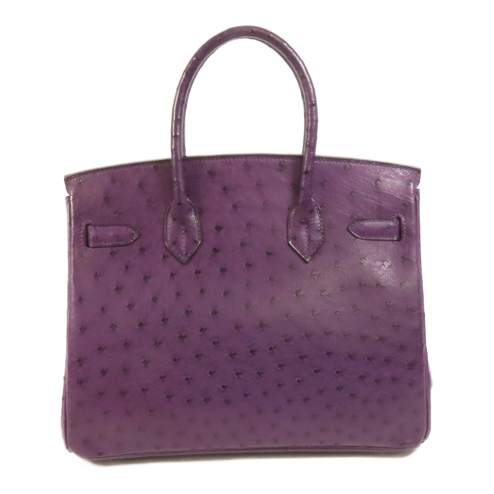 HERMES 鴕鳥皮革Birkin 30銀扣手挽袋Amethyst