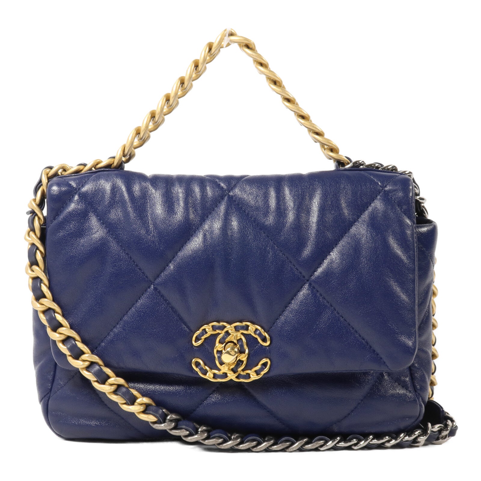 CHANEL 牛皮皮革C19 Small鏈帶手挽肩背兩用袋