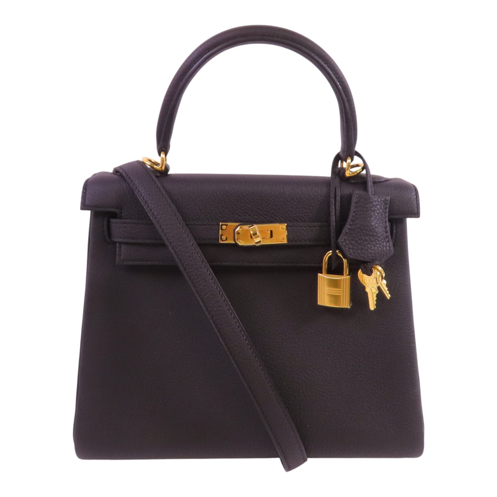 HERMES 【激減優惠】Togo皮革Kelly 25 2Way Hand Bag金扣手挽肩背兩用袋