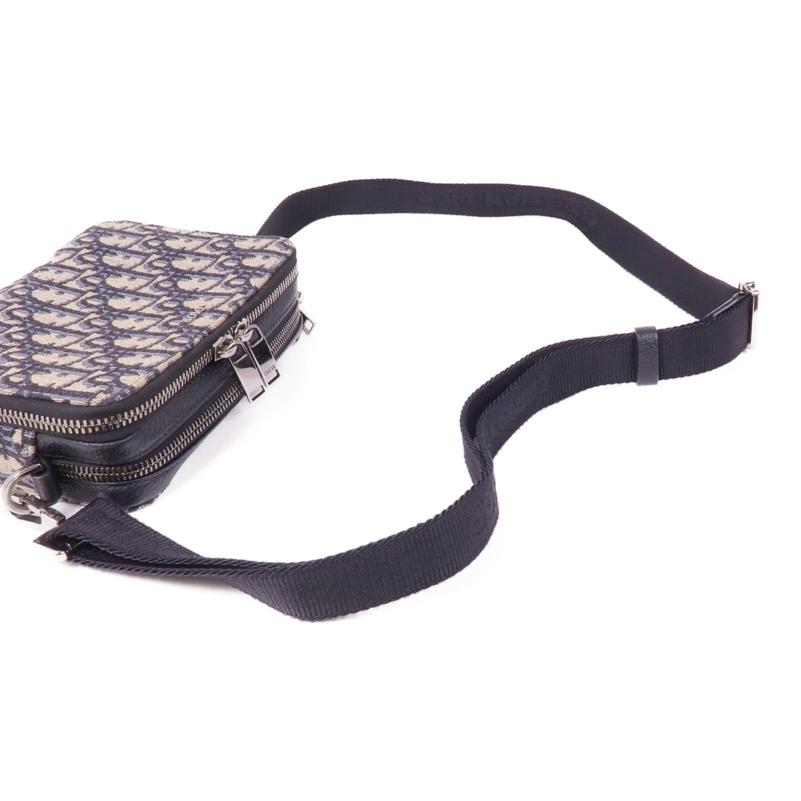 Dior 帆布Oblique銀扣肩背袋