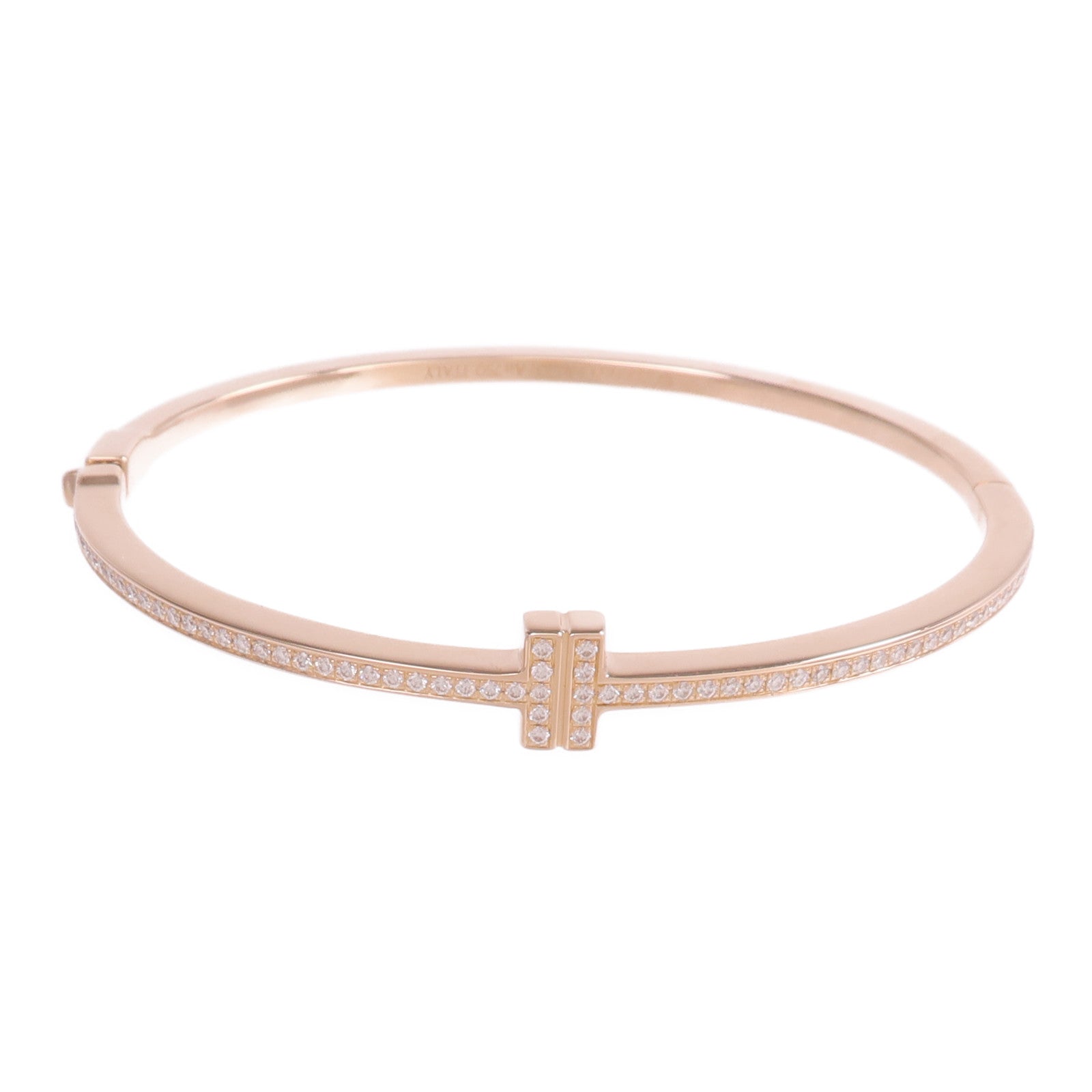 TIFFANY&CO 18K玫瑰金T Diamond Hinged Wire Bangle鑽石手鐲