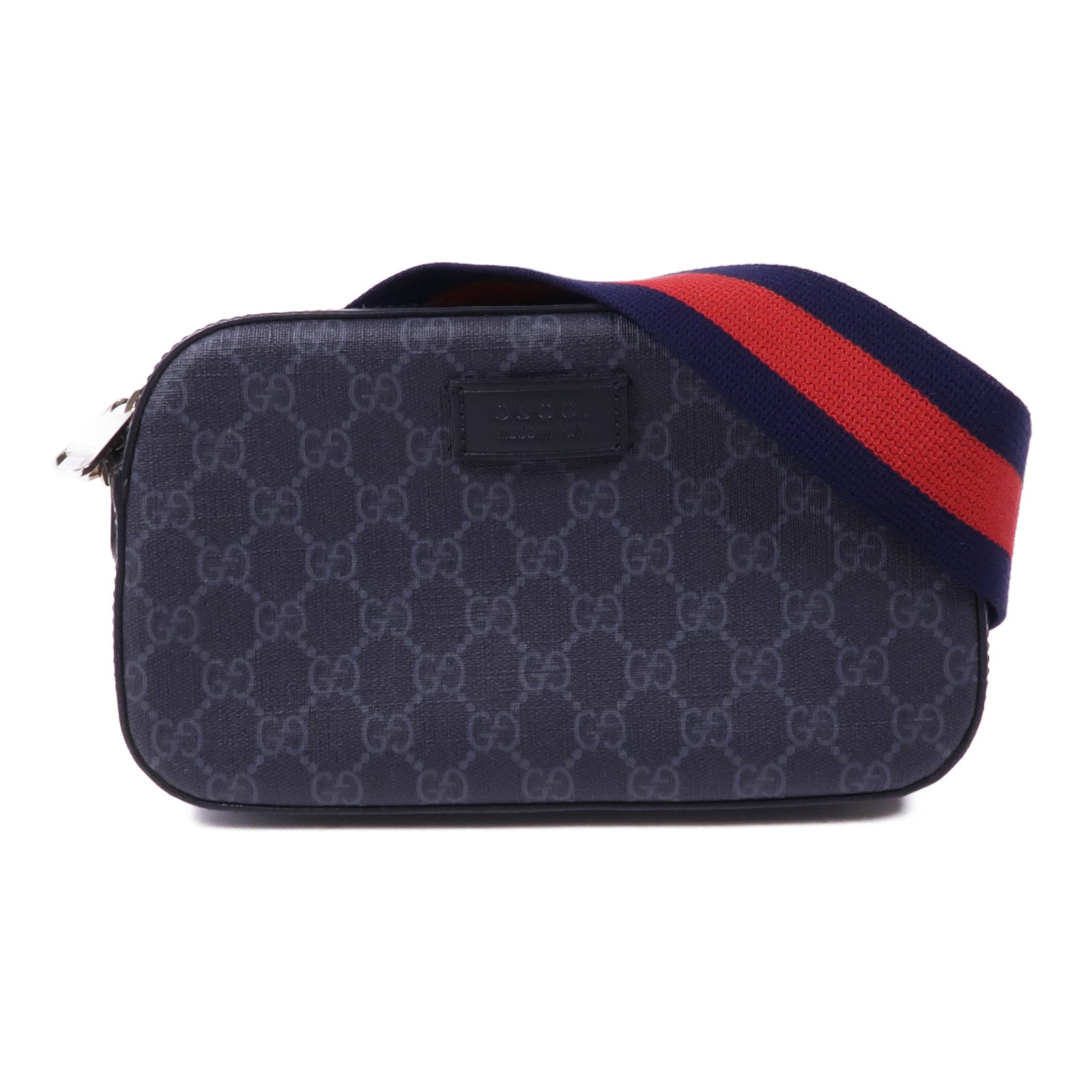 GUCCI 塗層帆布GG Supreme Shoulder Bag銀扣肩背袋