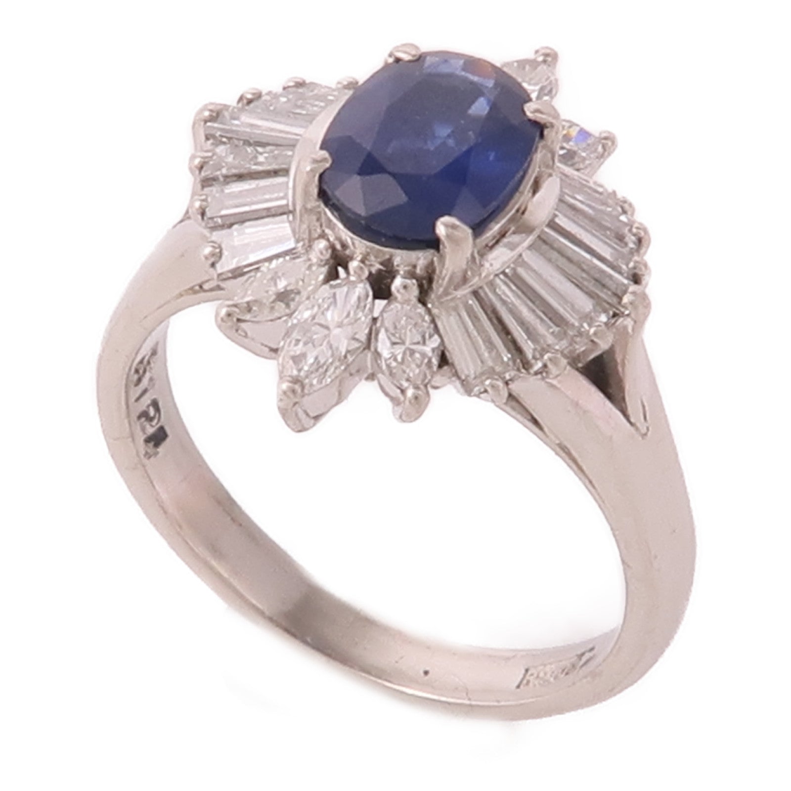 JEWELRY 【激減優惠】PT900鉑金/Sapphire/Diamond Ring藍寶石/鑽石戒指US#6.75