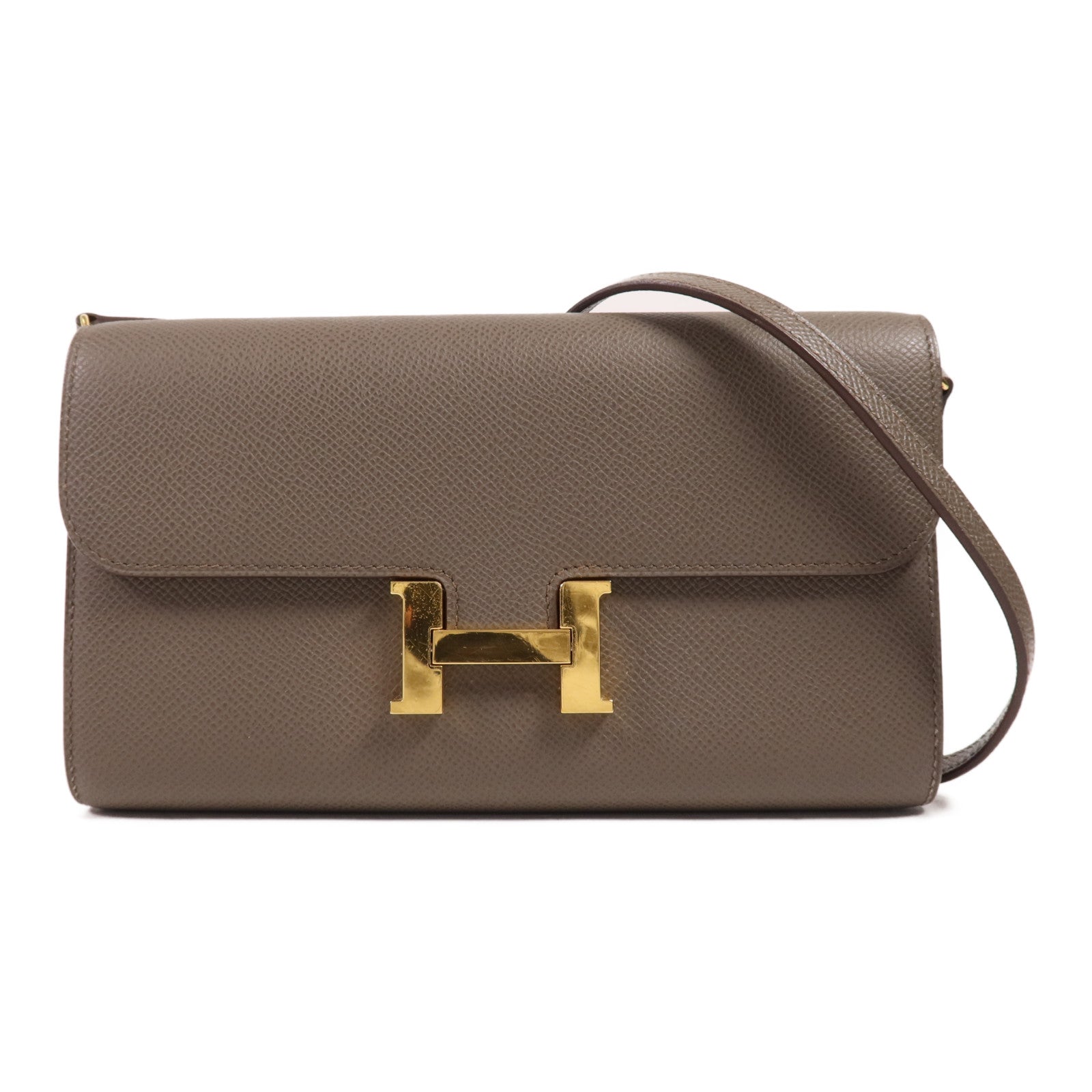 HERMES Epsom皮革Constance To Go金扣肩背袋Etain
