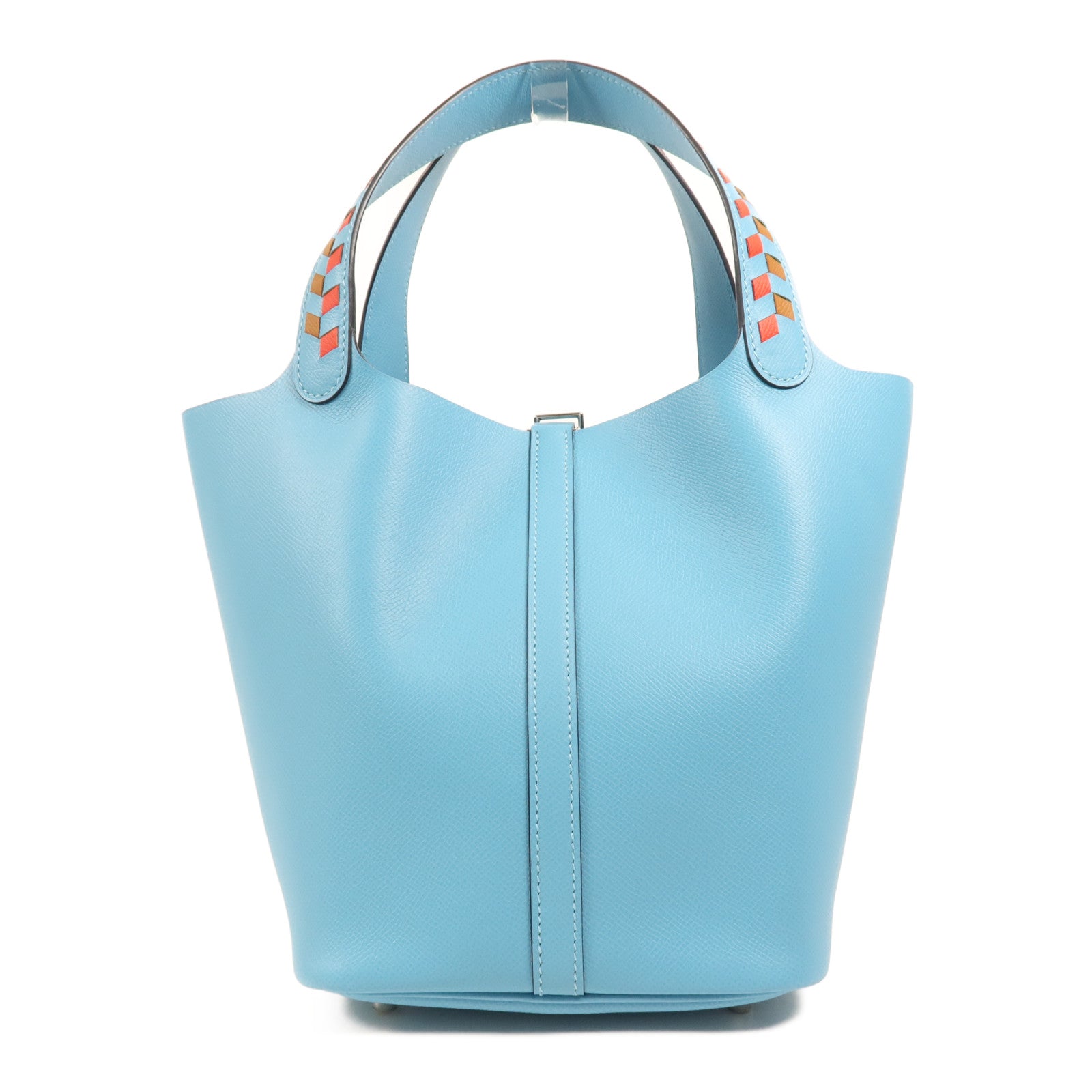 HERMES Epsom皮革Picotin MM銀扣手挽袋P3/Blue De Nord