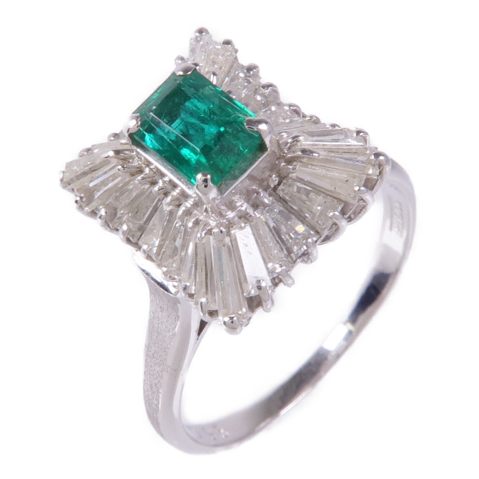 JEWELRY PM900鈀Emerald/Diamond Ring綠寶石/鑽石戒指US#5.75