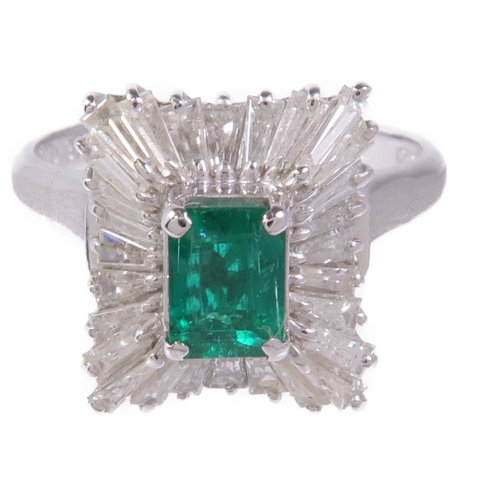 JEWELRY PM900鈀Emerald/Diamond Ring綠寶石/鑽石戒指US#5.75
