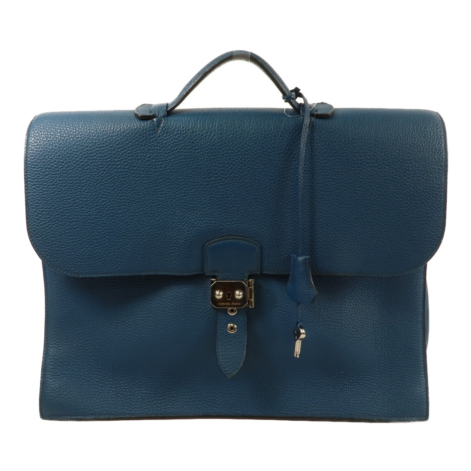 HERMES Togo皮革Sac A Depeches 38手挽袋Bleu Izmir