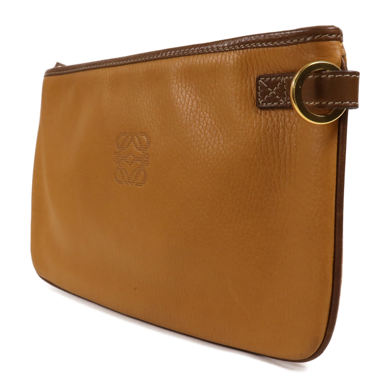 LOEWE 牛皮皮革Pouch金扣手拿包