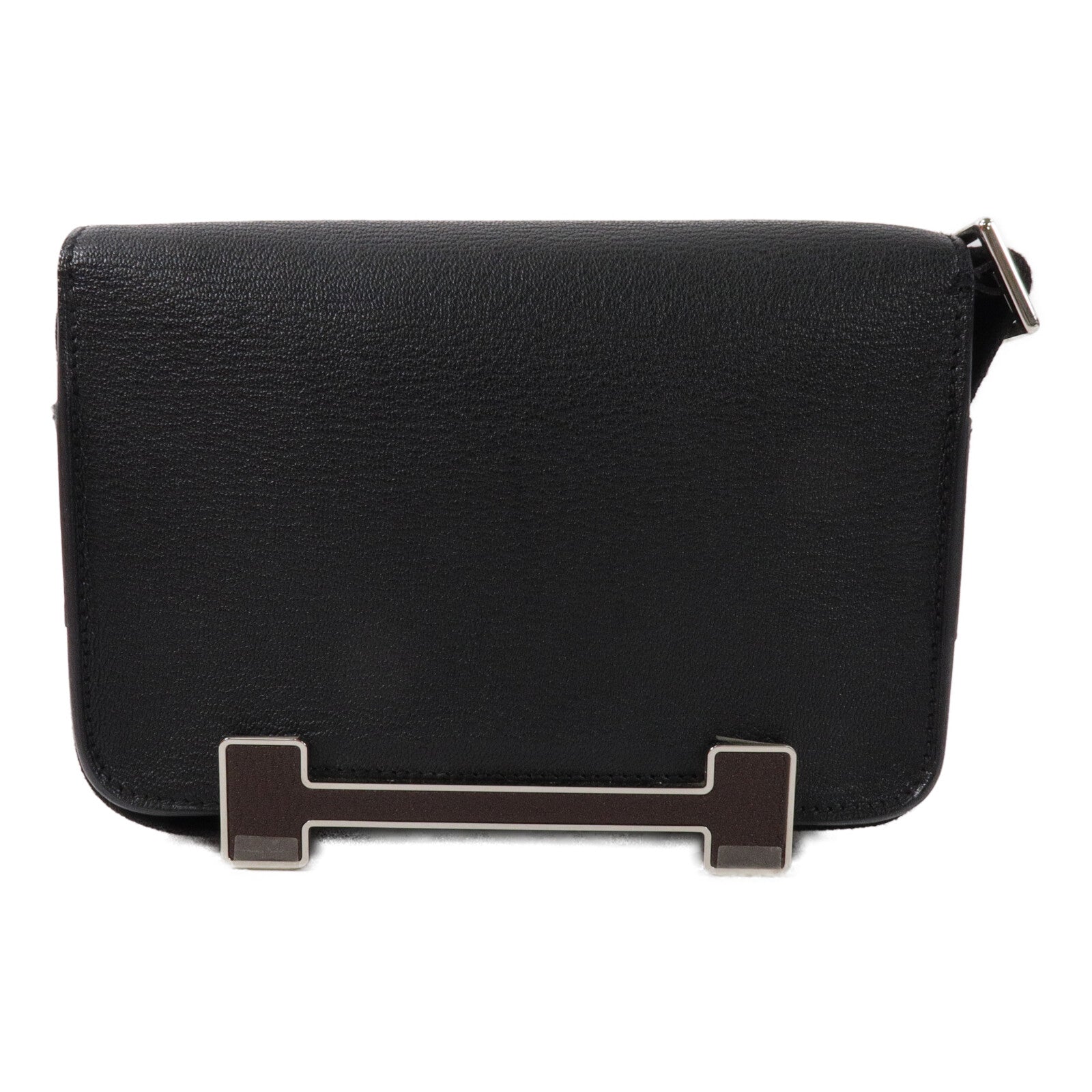 HERMES Chevre皮革Geta Bicolor肩背袋Noir