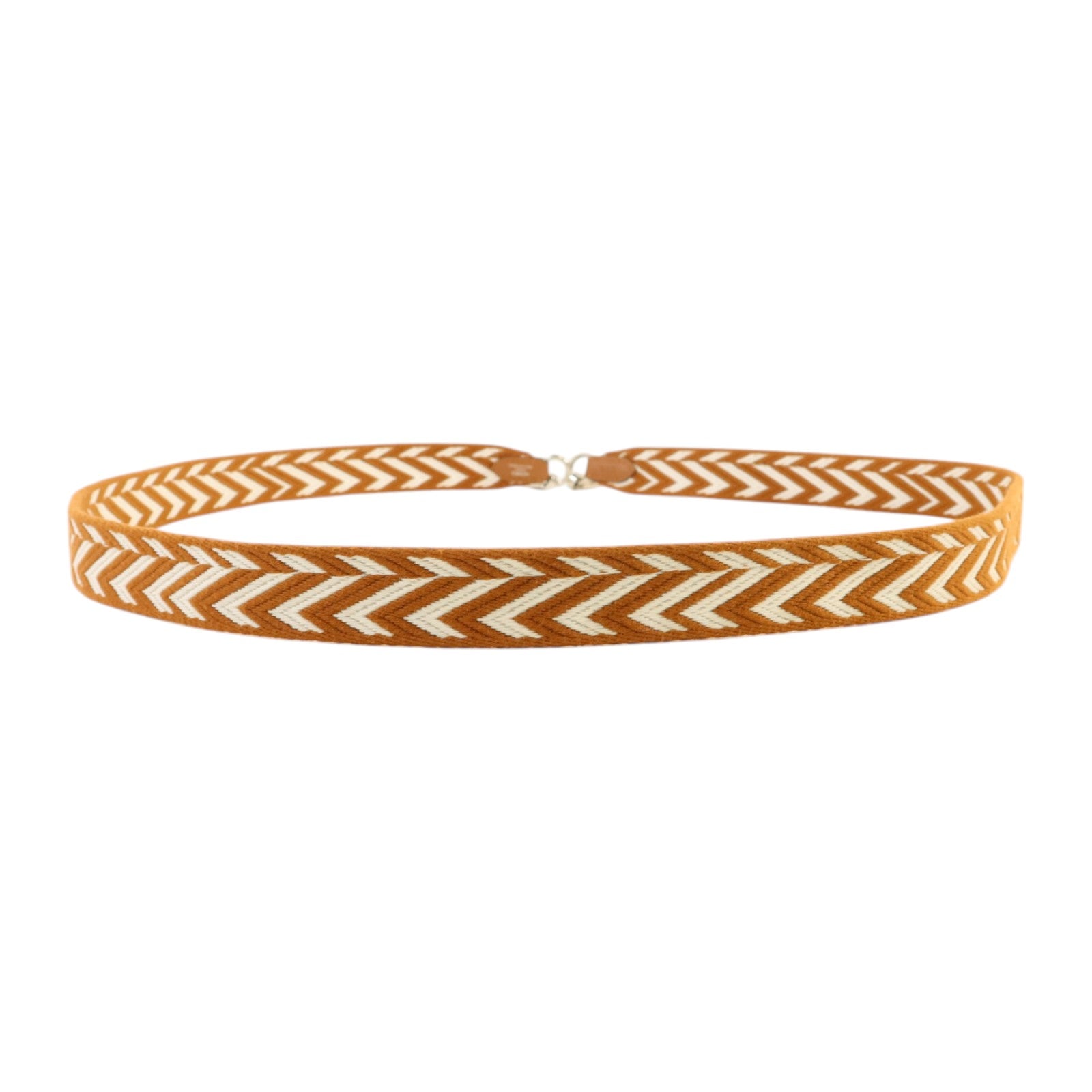HERMES 帆布/Swift皮革Sangle Zigzag 25mm Strap金扣肩帶Gold/Blanc