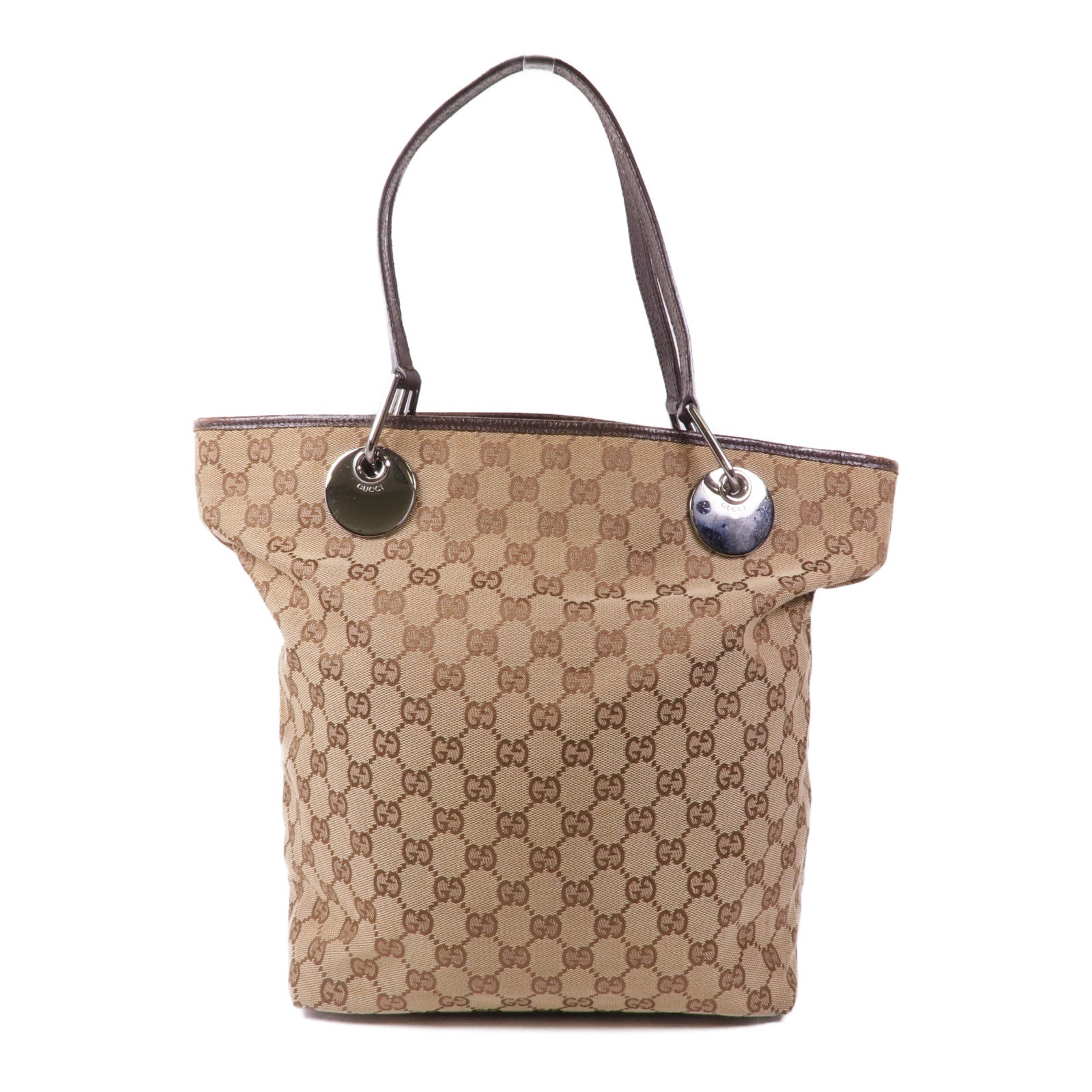 GUCCI 帆布Shoulder Tote銀扣肩背袋/手挽袋