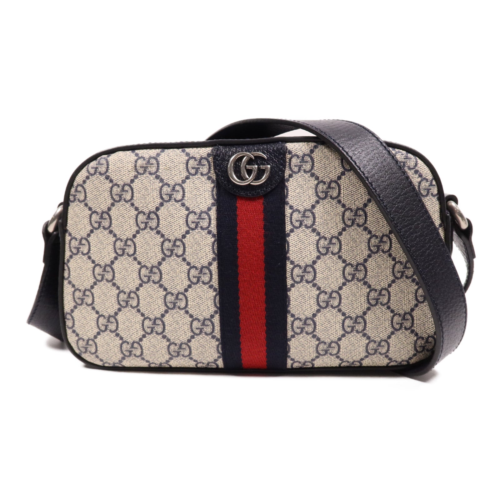 GUCCI 塗層帆布Shoulder Bag銀扣肩背袋