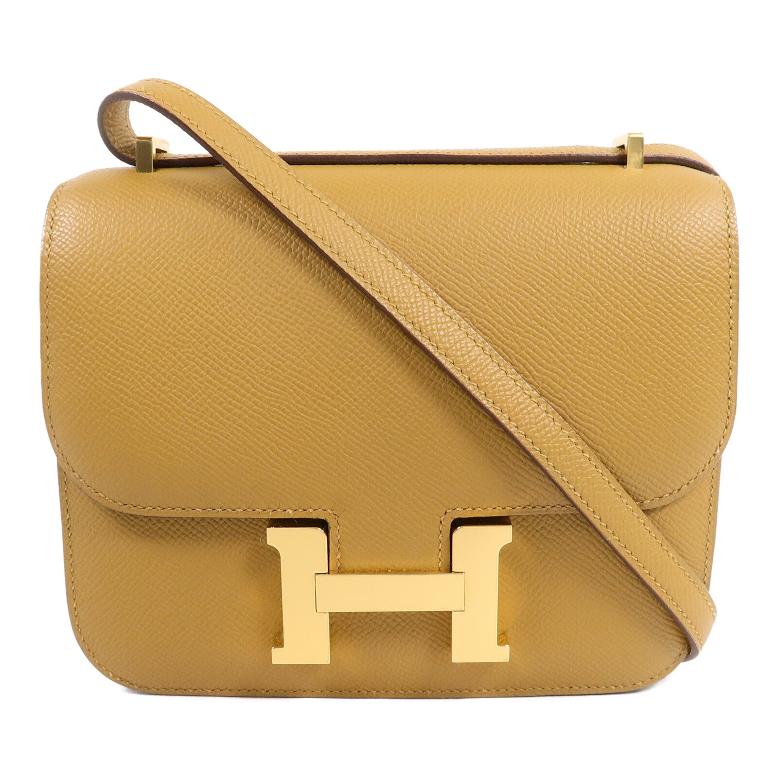 HERMES Epsom皮革Constance Mini肩背袋Sesame