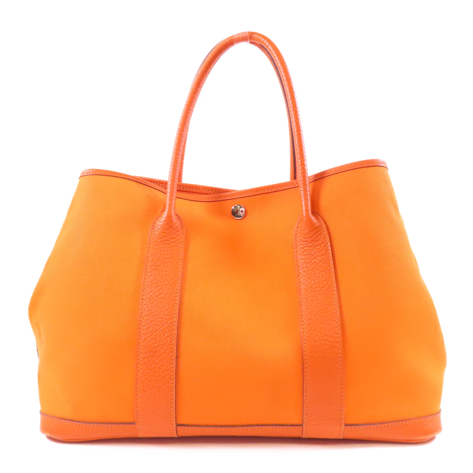HERMES 帆布Garden Party PM銀扣手挽袋