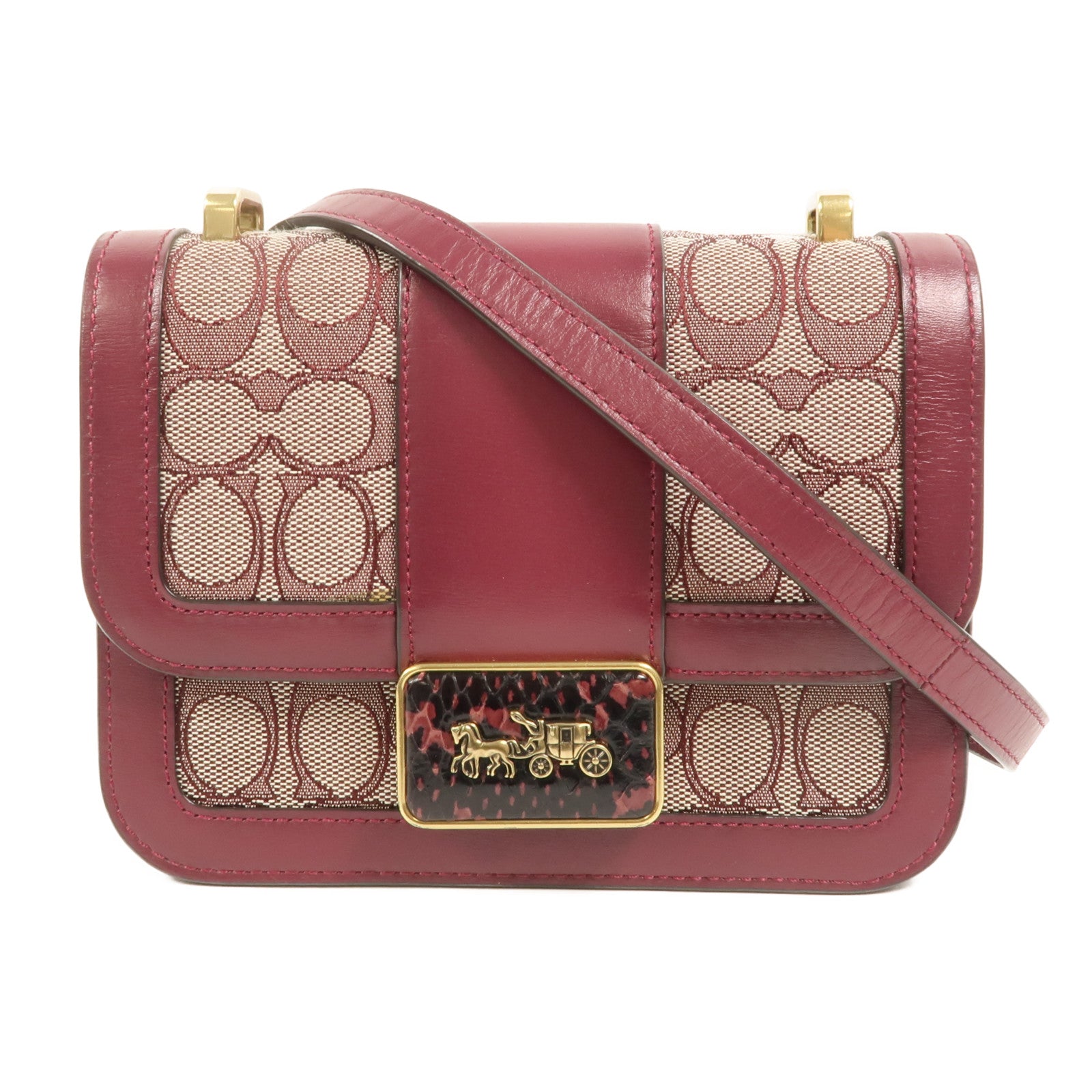 COACH 牛皮皮革/帆布Alie Shoulder Bag 18肩背袋