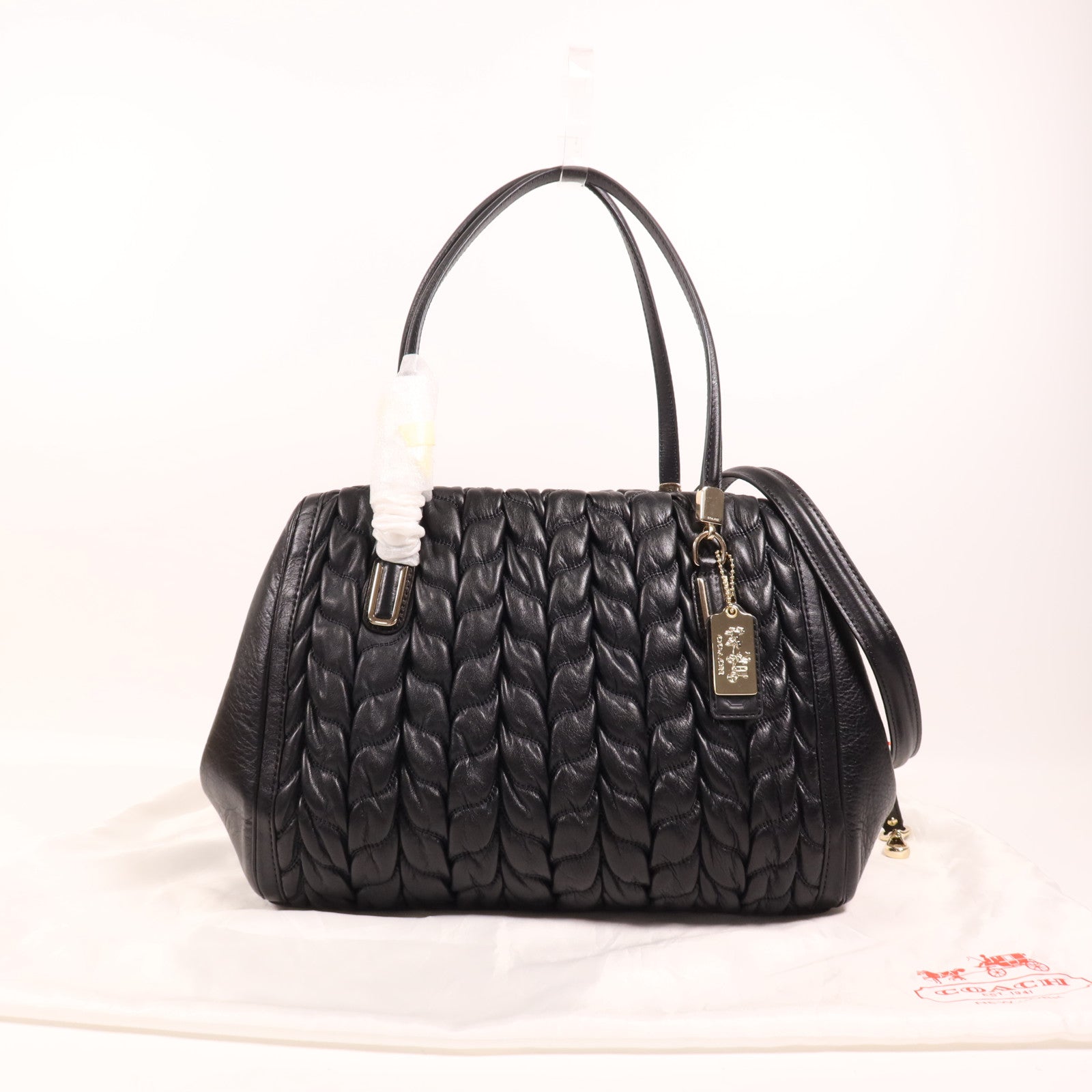 COACH 牛皮皮革2 Way Shoulder金扣手挽肩背兩用袋