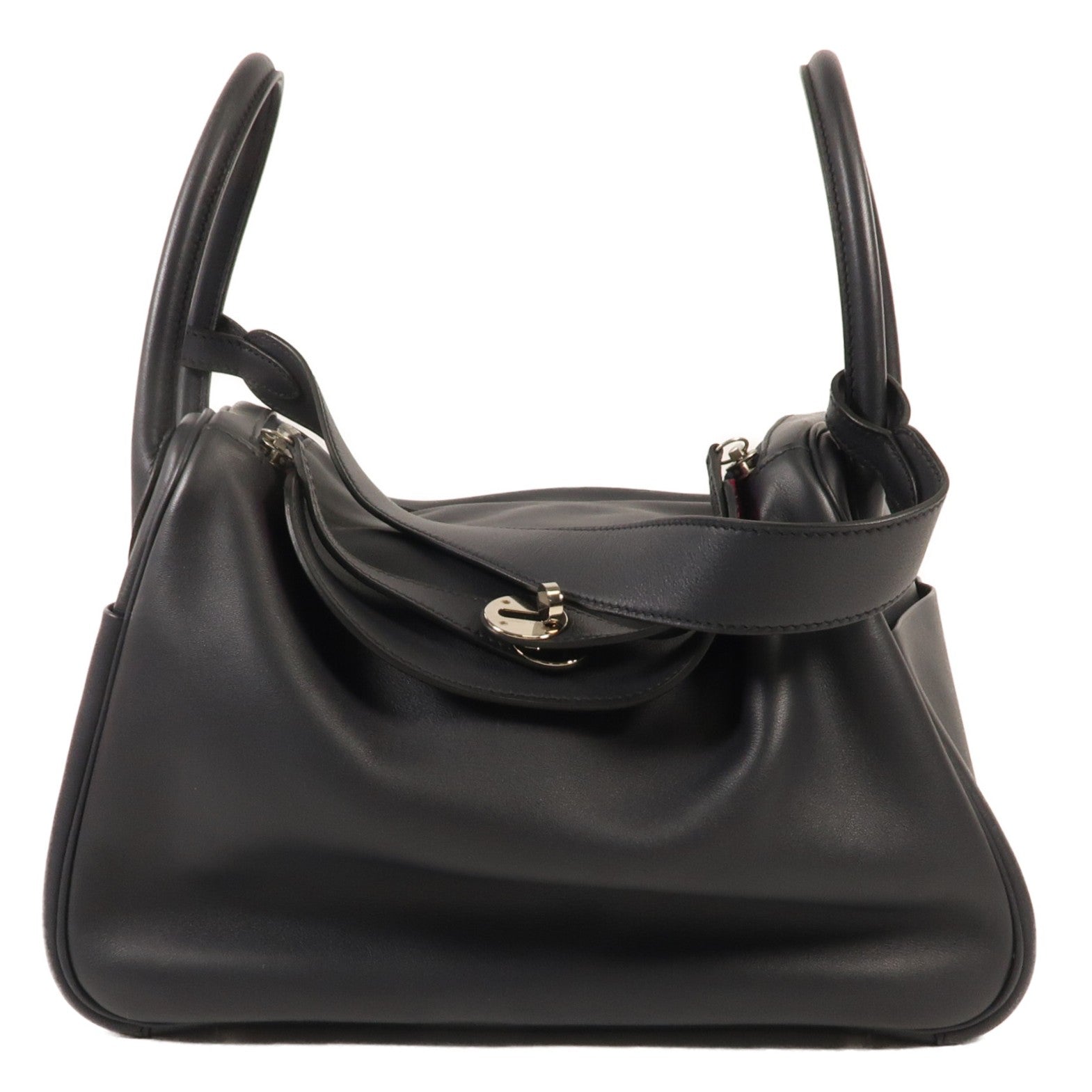 HERMES Swift皮革Lindy 30銀扣肩背袋Bleu Nuit