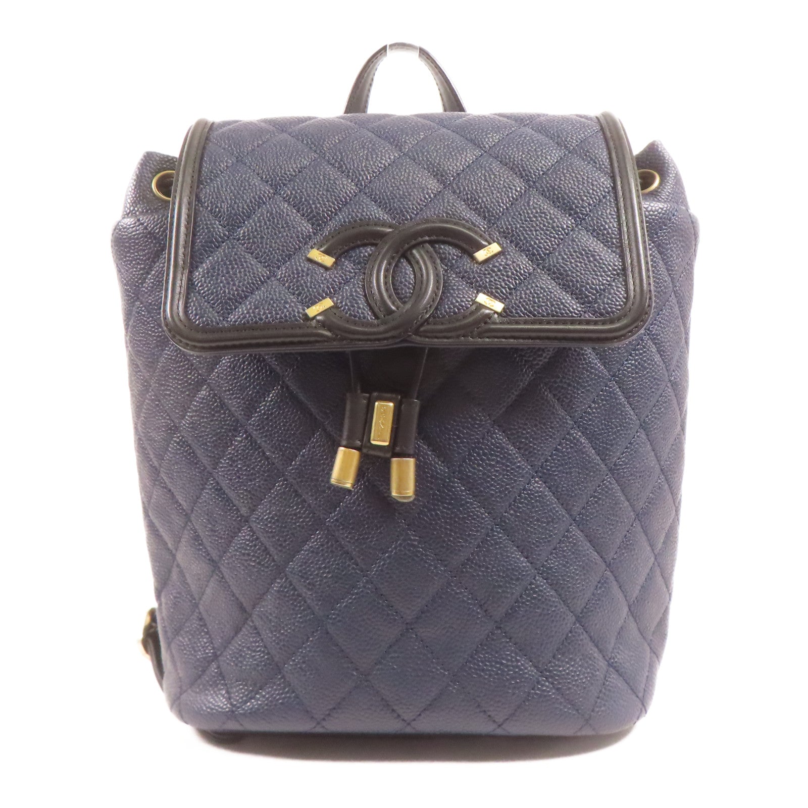 CHANEL 牛皮皮革Filigree Backpack金扣背包