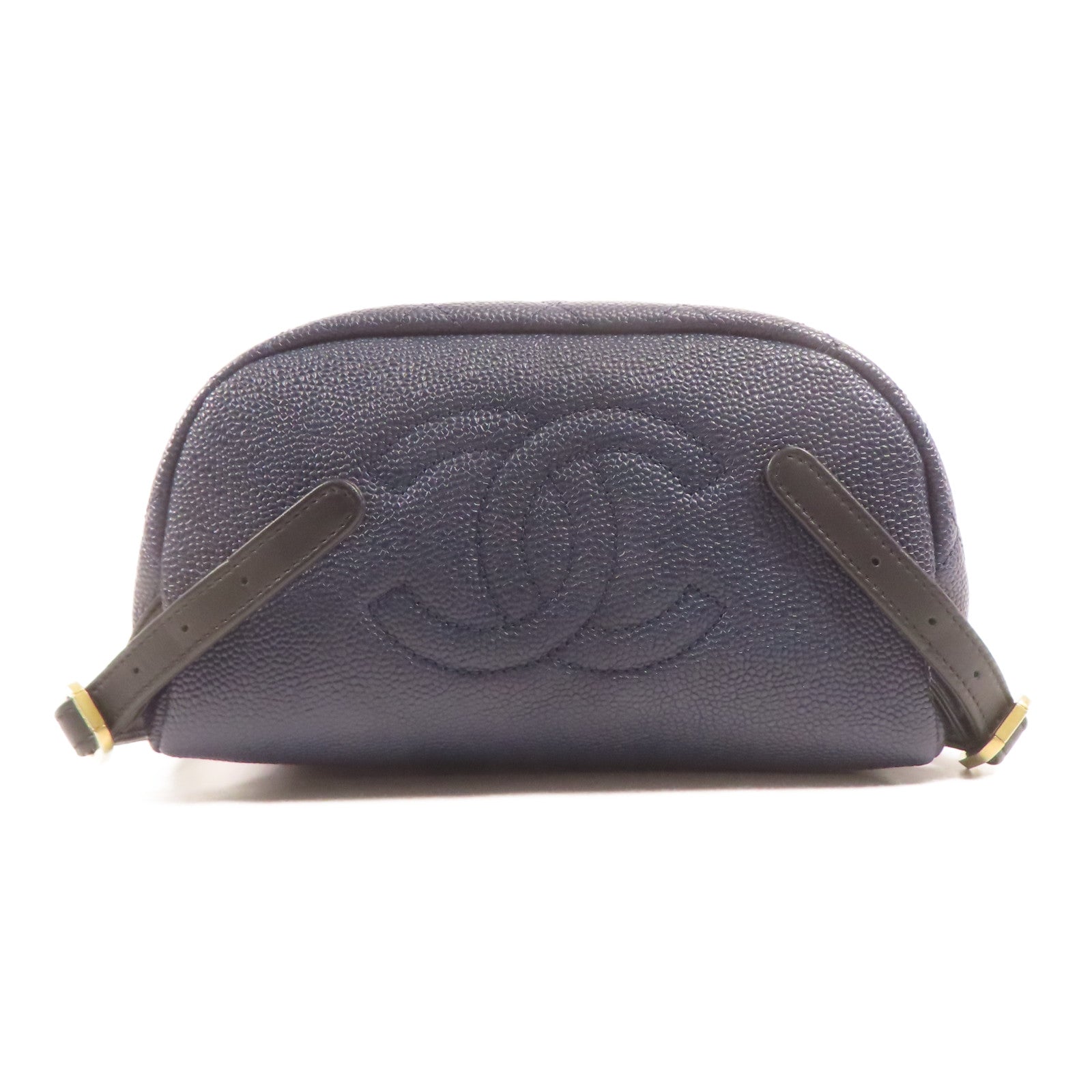 CHANEL CC GHW Filigree Backpack A57090 Calfskin Leather Navy/Black