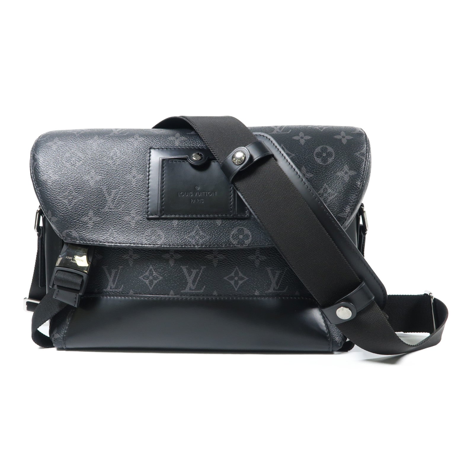 LOUIS VUITTON Monogram Eclipse Messenger PM Voyager銀扣肩背袋