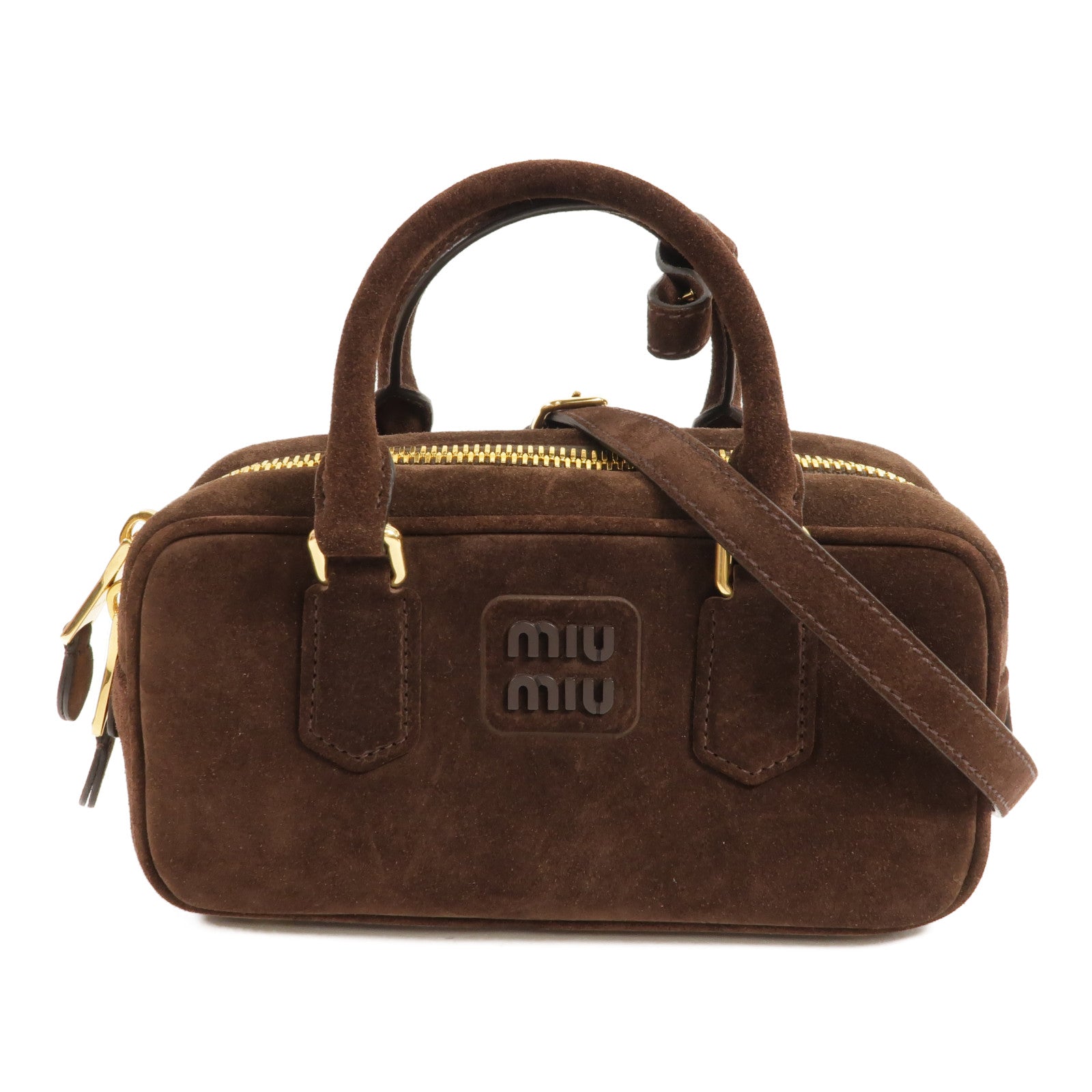 Miu Miu 麂皮皮革Arcadie Handbag手挽肩背兩用袋