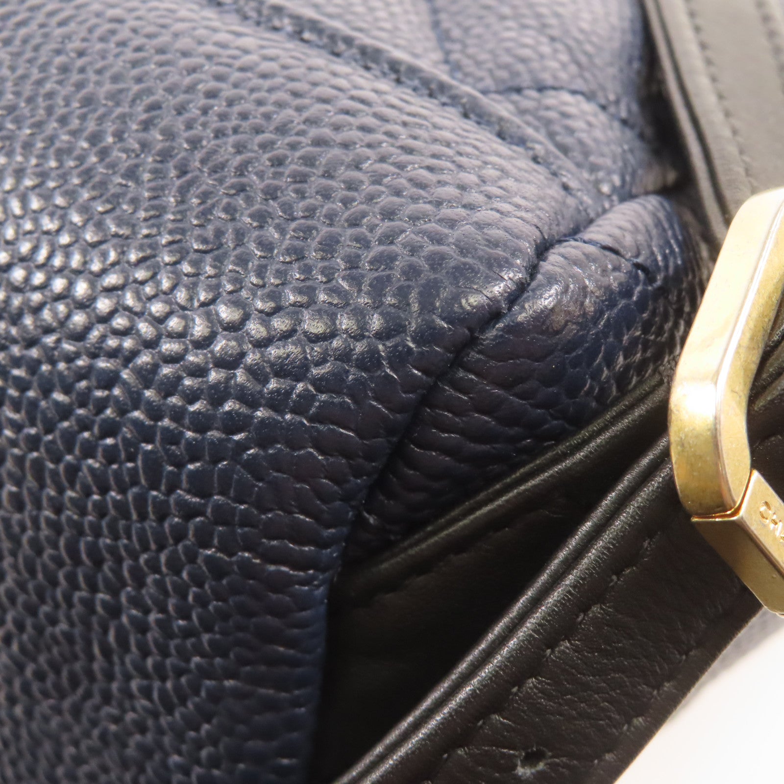 CHANEL CC GHW Filigree Backpack A57090 Calfskin Leather Navy/Black