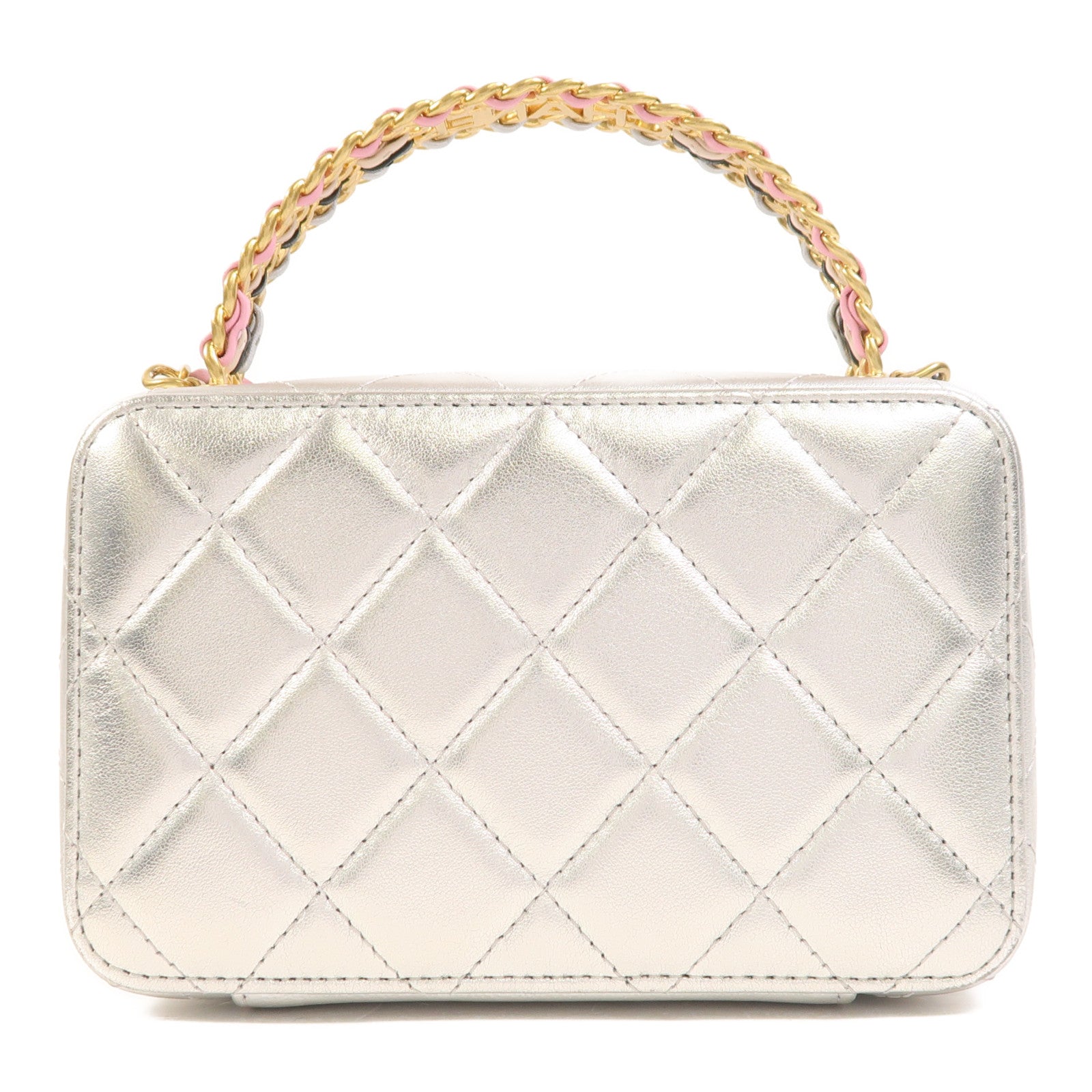 CHANEL 【激減優惠】牛皮皮革Vanity Case金扣鏈帶手挽肩背兩用袋