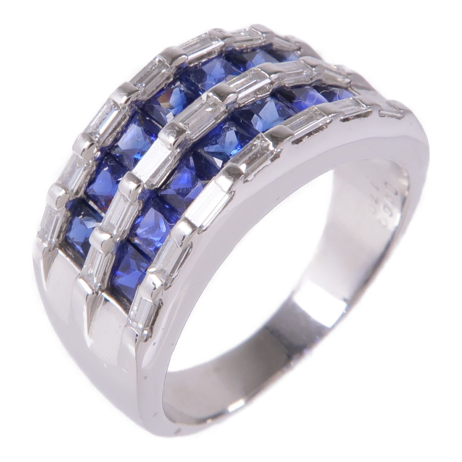 JEWELRY PT900鉑金Sapphire/Diamond Ring藍寶石/鑽石戒指US#6.5