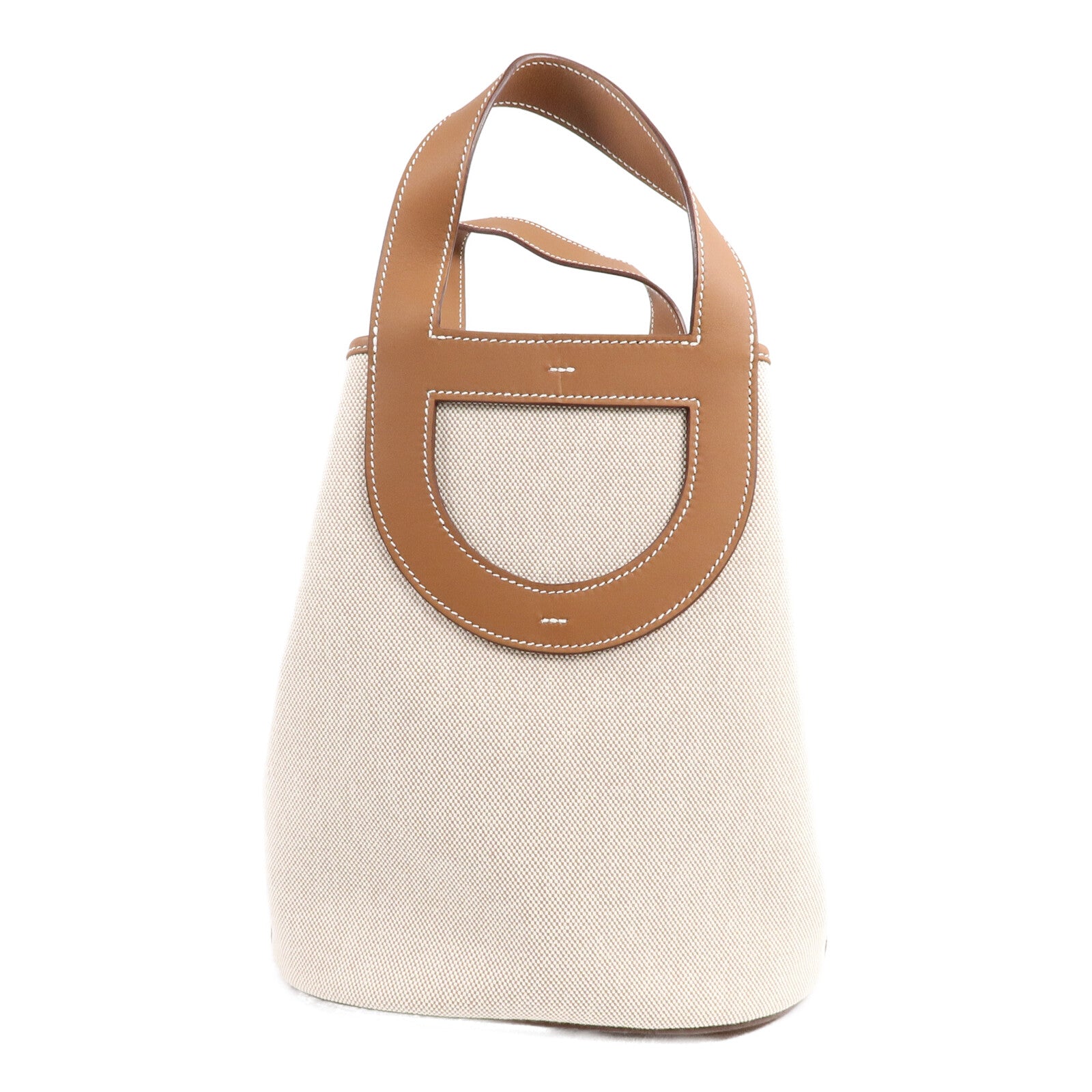 HERMES Toile H/Swift皮革In The Loop 23手挽袋Gold