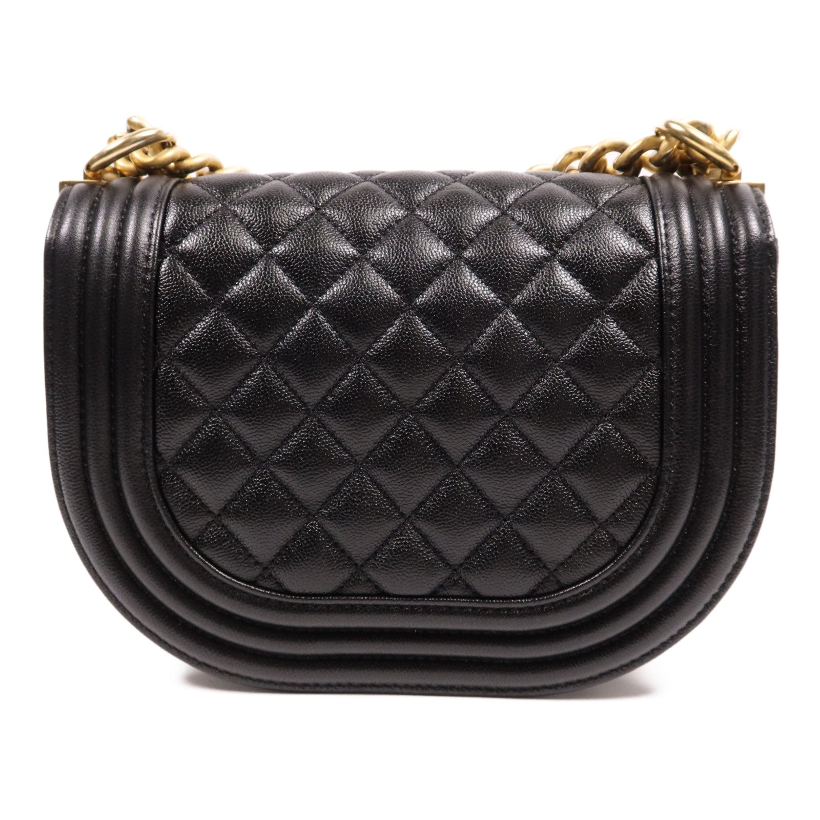 CHANEL 牛皮皮革Boy Messenger金扣鏈帶肩背袋