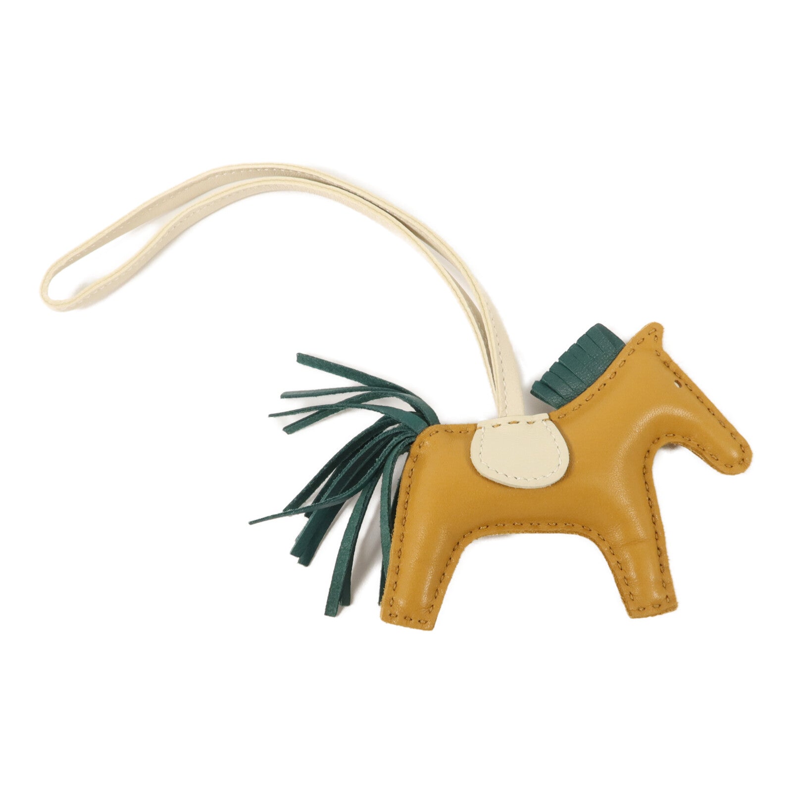 HERMES 【激減優惠】Milo皮革Rodeo PM掛飾Sesame/Menthe/Craie