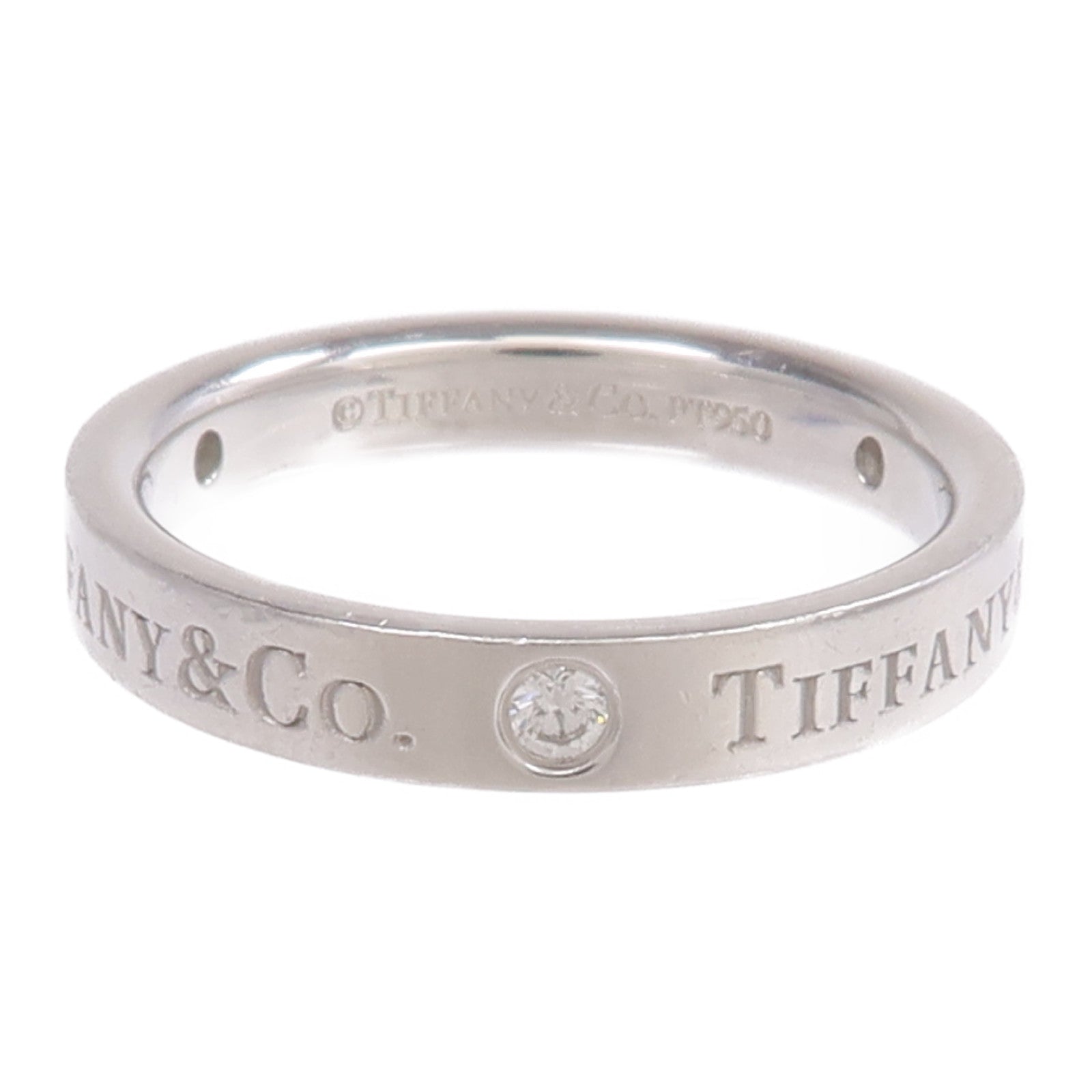 TIFFANY&CO PT950鉑金T&Co Band Ring 3 Diamonds鑽石戒指