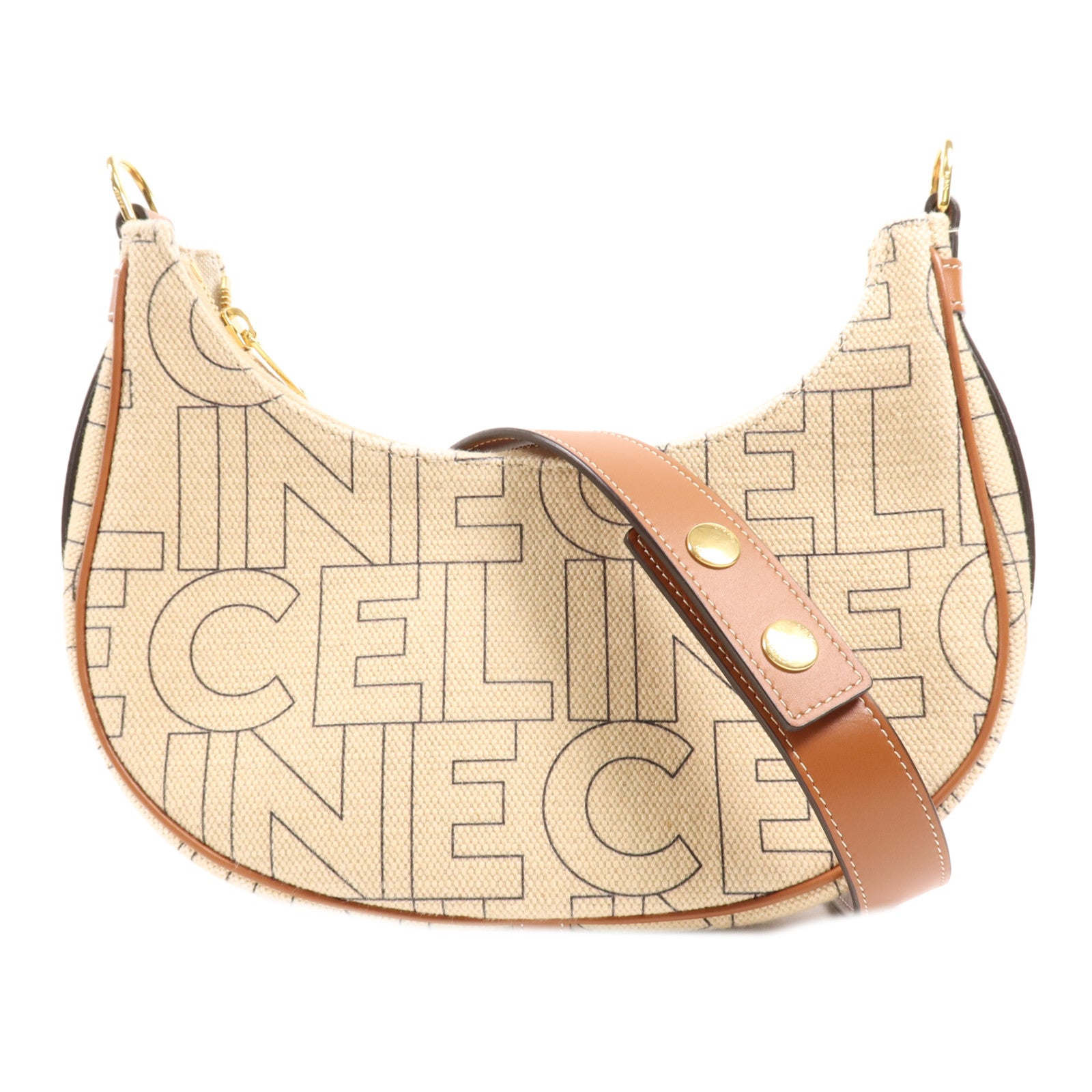 CELINE 帆布Ava金扣肩背袋