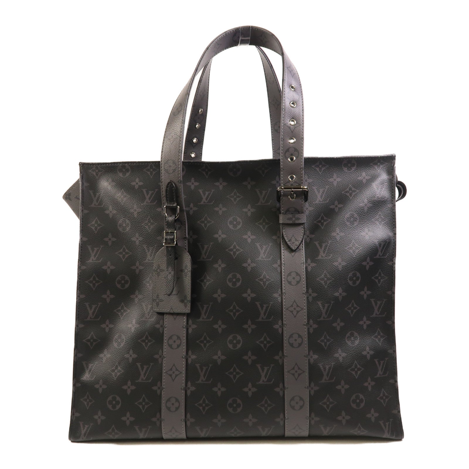 LOUIS VUITTON Monogram Eclipse New Cabas Zippe銀扣肩背袋