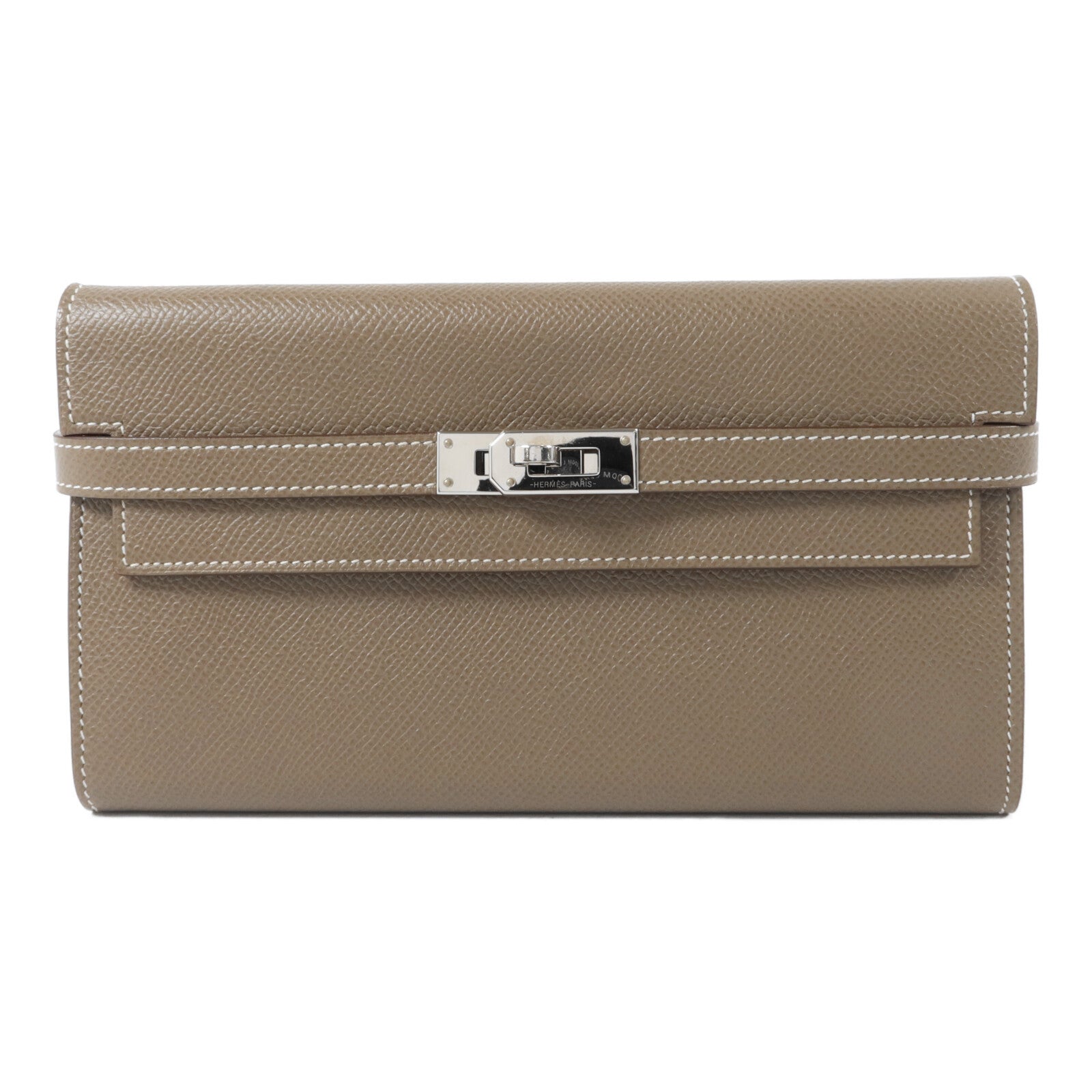 HERMES Epsom皮革Kelly Wallet長錢包Etoupe