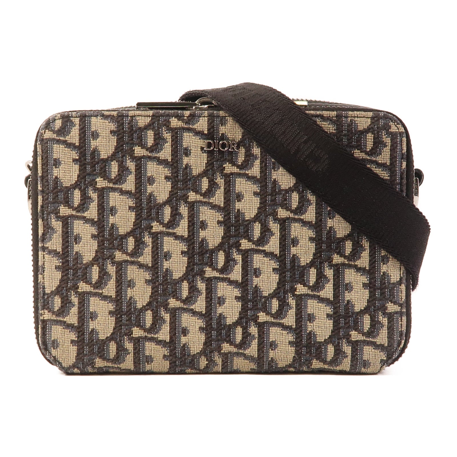 Dior 塗層帆布Zipped Pouch With Strap銀扣肩背袋