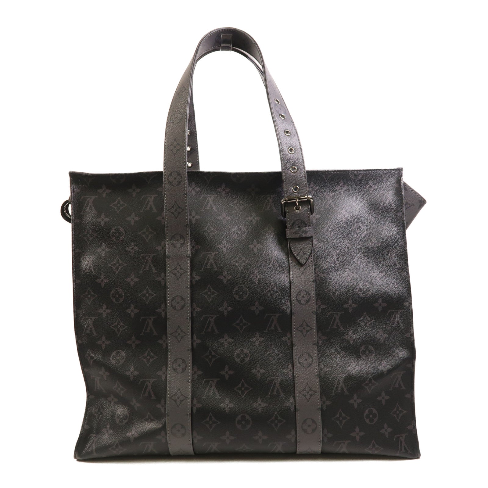 LOUIS VUITTON Monogram Eclipse New Cabas Zippe銀扣肩背袋