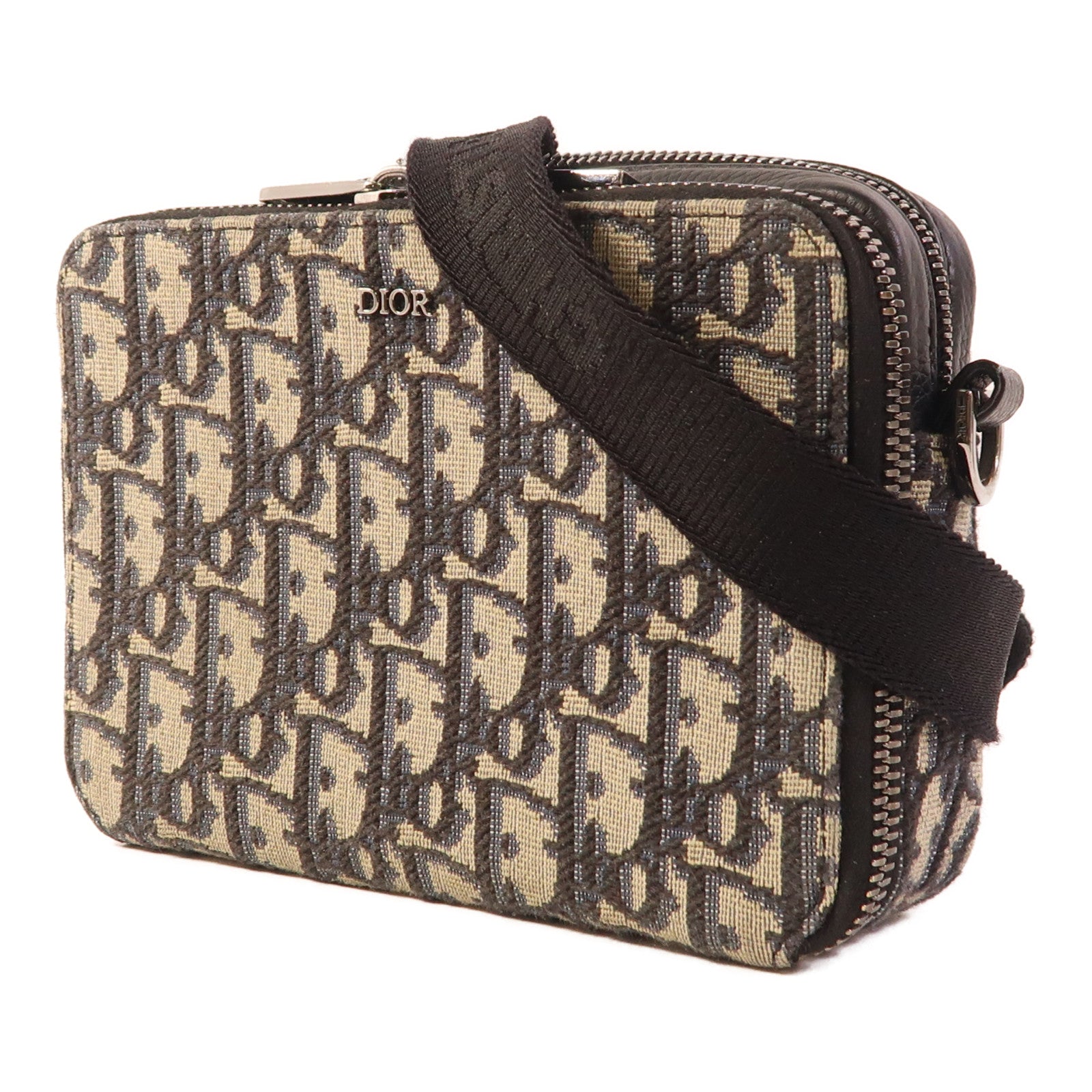 Dior 塗層帆布Zipped Pouch With Strap銀扣肩背袋