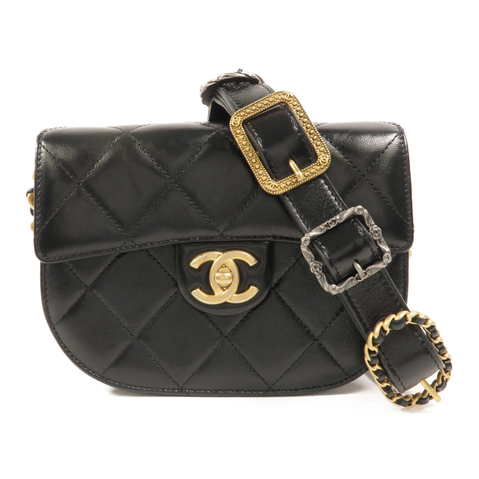 CHANEL 牛皮皮革Saddle Bag肩背袋
