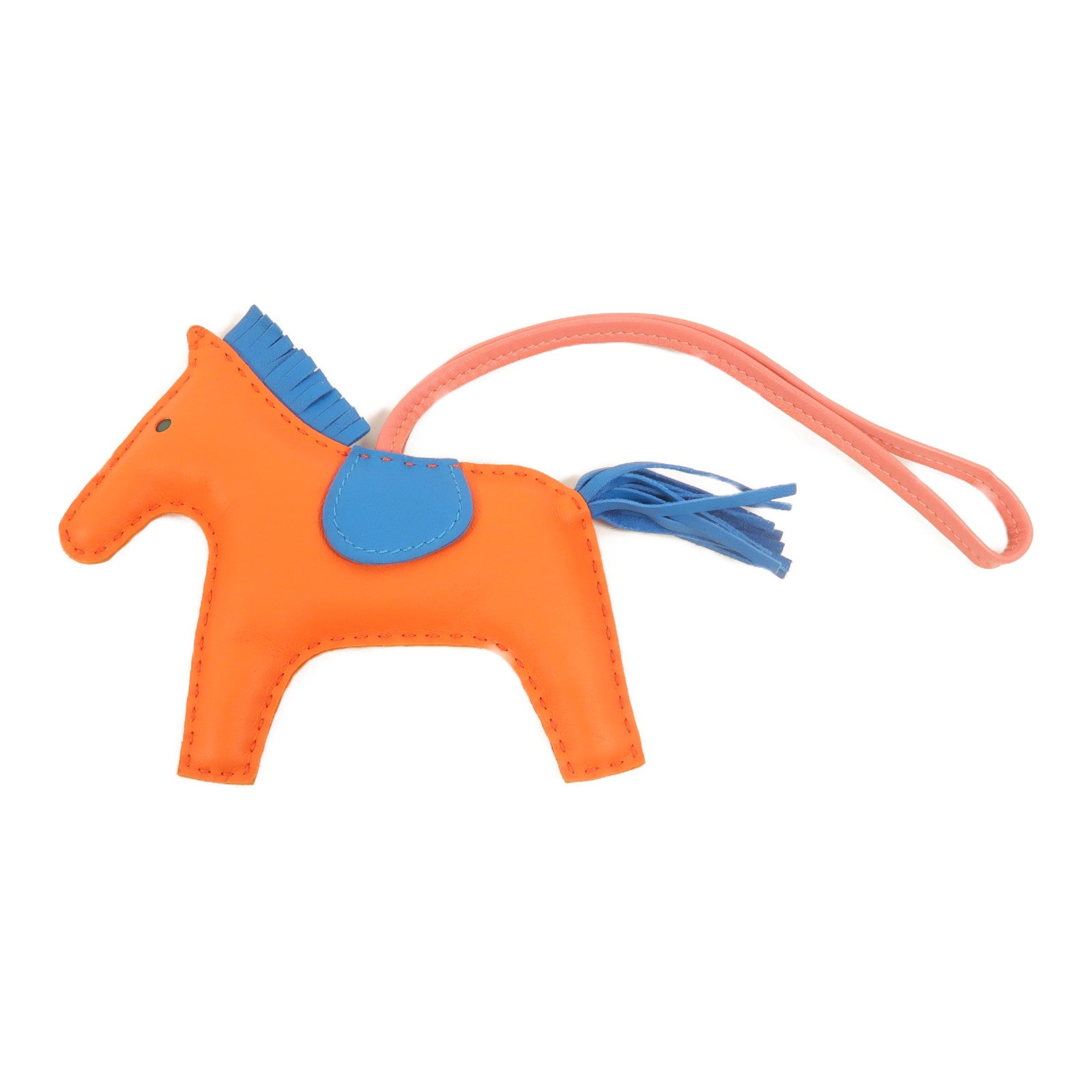 HERMES Milo皮革Rodeo MM掛飾Orange Poppy