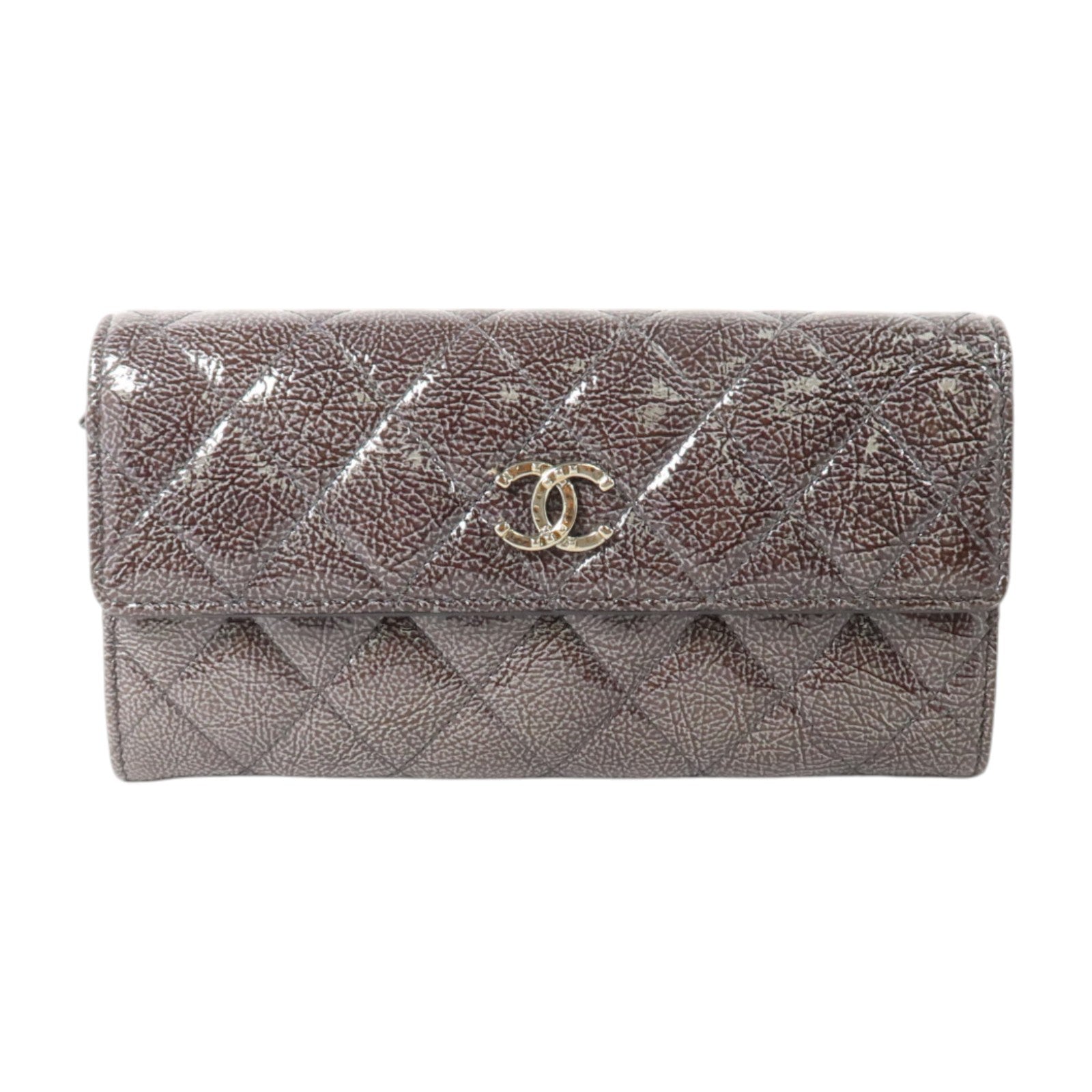 CHANEL 【激減優惠】漆皮皮革Long Wallet銀扣長錢包